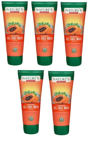 Nature's Essence Perfect Papaya Face Wash 65ml (Pack of 5) - Gentle Exfoliating & Brightening Facial Cleanser for Glowing Skin | Daily Skincare Routine, Acne Treatment & Dark Spot Removal