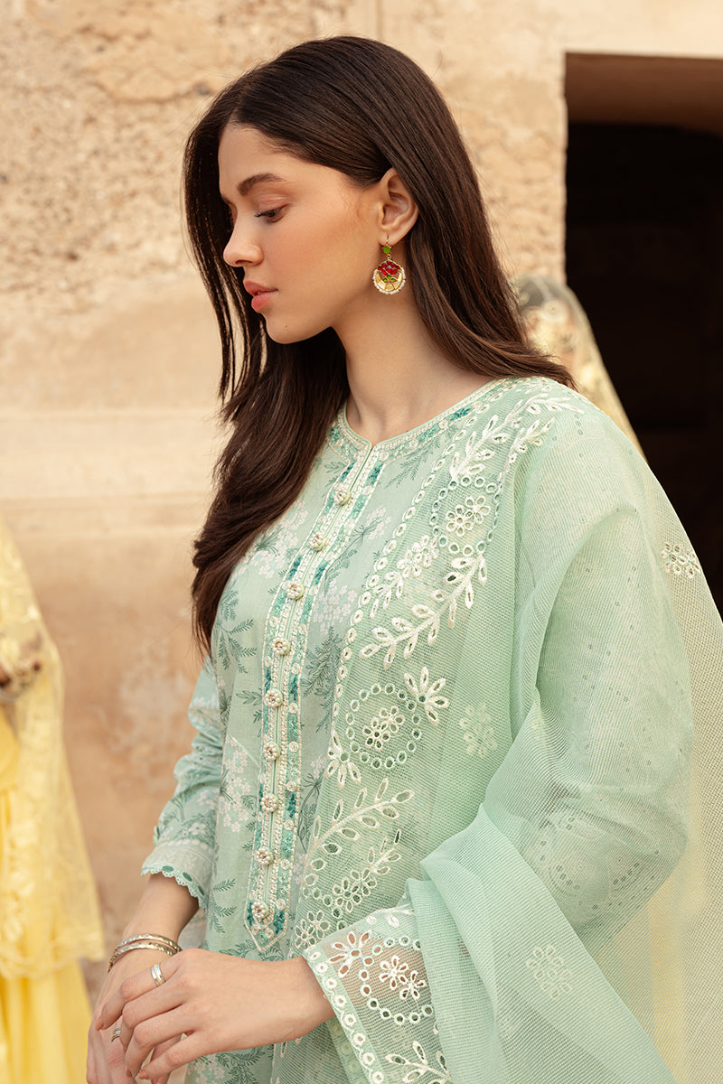 ICE LILY STITCH 3PC Embroidered Lawn Suit Set - Elegant Floral Design for Women's Summer Outfits, Perfect for Garden Parties, Weddings & Special Occasions