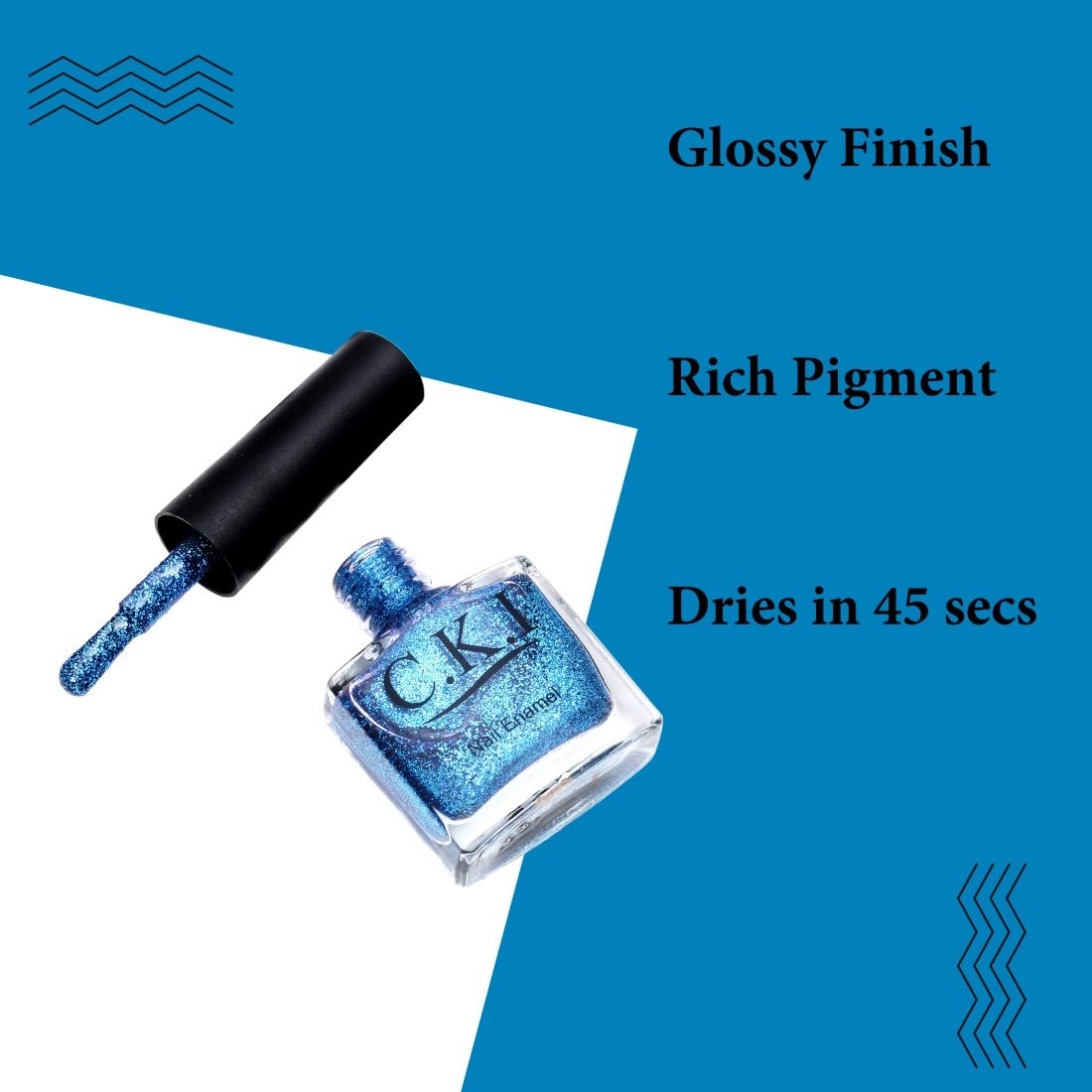 C.K.I Nail Polish Set - 2 Pack Premium Glossy Nail Enamel in Ocean Blue & Gold | Paraben-Free, Long-Lasting, Splashproof & Fade Resistant | Perfect for Parties, Weddings & Special Occasions