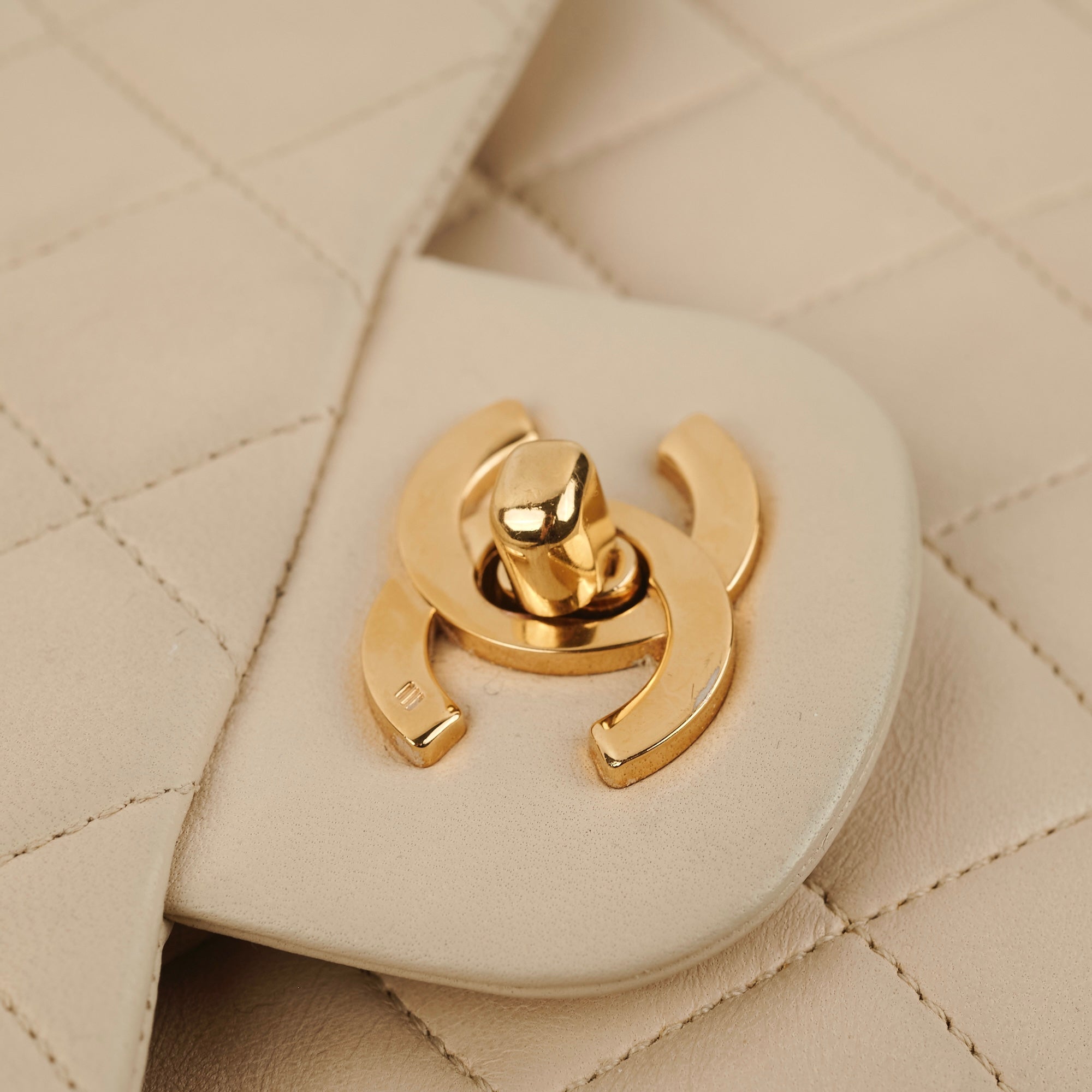 Vintage Chanel Small Double Flap Bag in Beige Lambskin Leather - Perfect for Date Night & Special Occasions