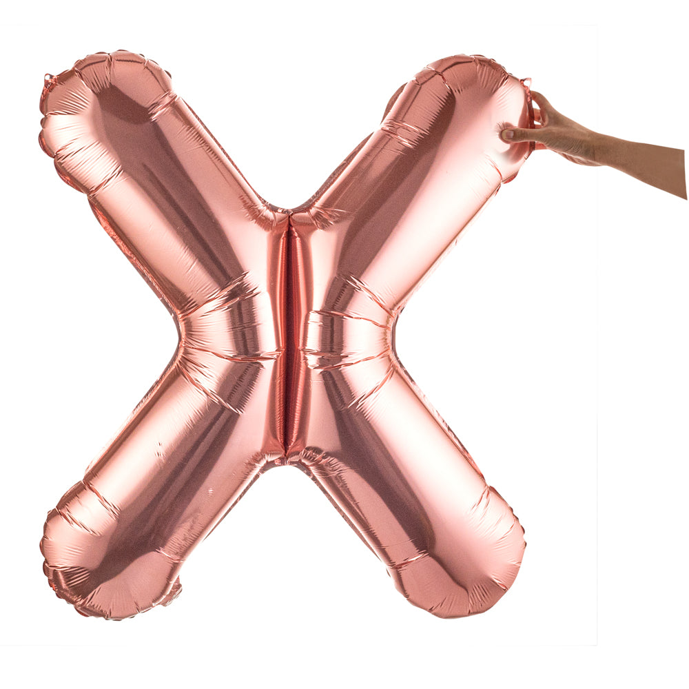 Rose Gold Mylar Letter X Balloon - 40 Inch Large Foil Balloon for Birthday Party Decorations, Wedding, Anniversary & Baby Shower Events - 1 Count Box