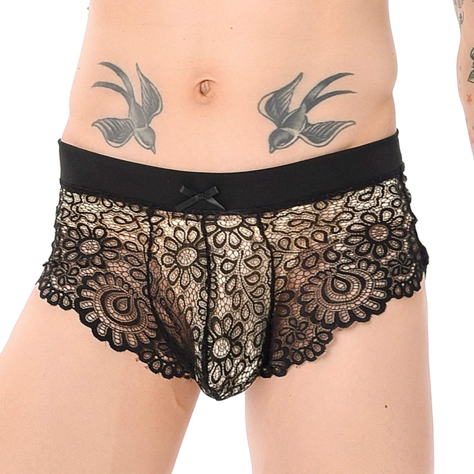 Men's Sexy Lingerie Set - Black Thong Underwear for Crossdressing & Roleplay