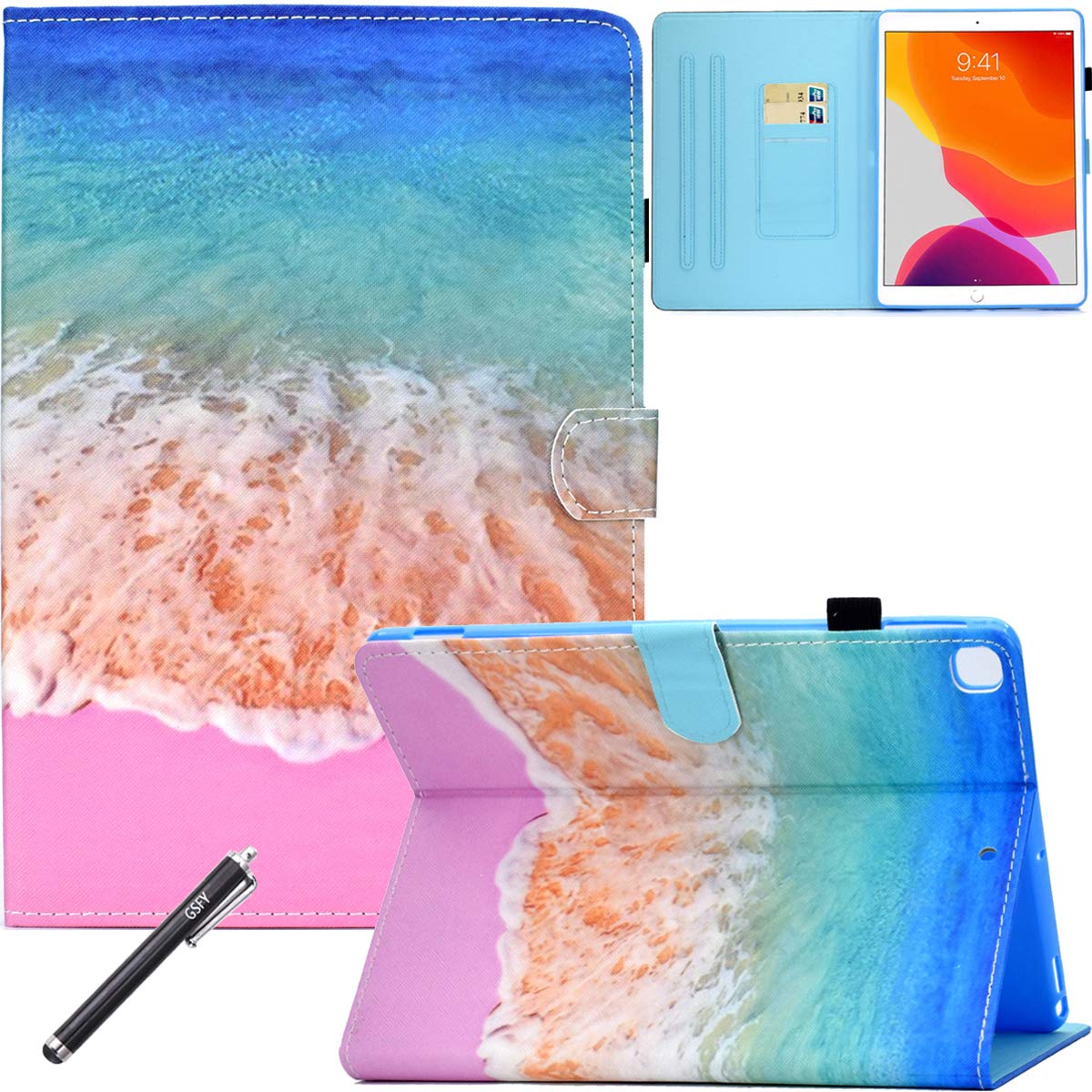 Premium Leather iPad 10.2 Case with Pencil Holder & Auto Sleep/Wake - Compatible with iPad 7th/8th/9th Gen, iPad Air 3 10.5 & iPad Pro 10.5