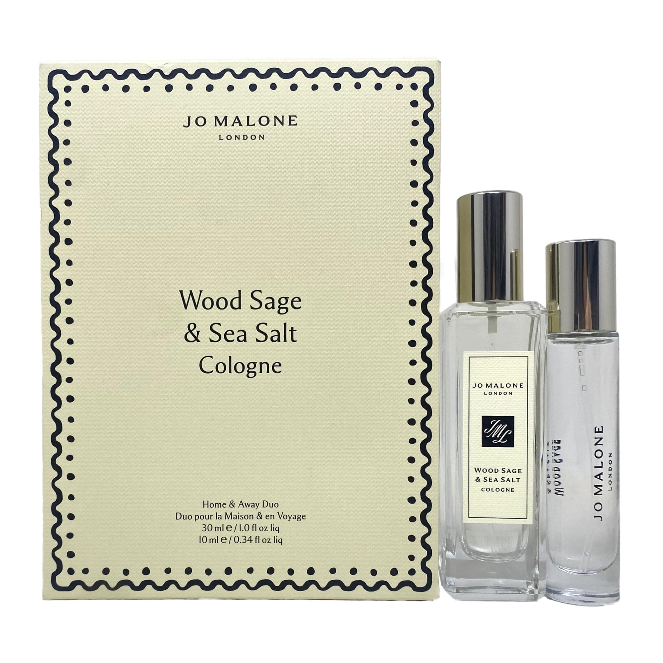 Jo Malone London Wood Sage & Sea Salt Cologne & Travel Size Duo Set - New in Box - Perfect for Home, Office & Travel Gifts