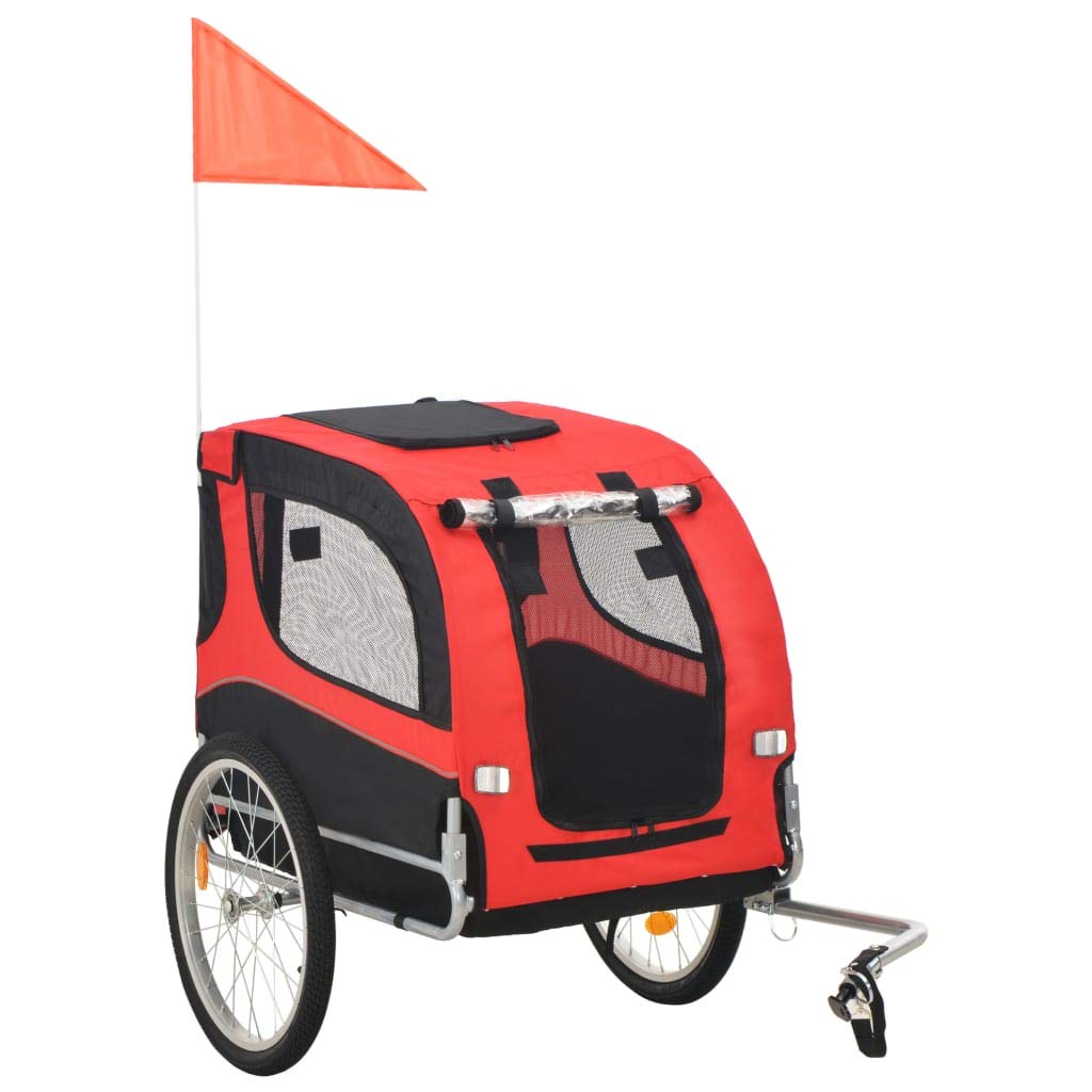 GOTOTOP 2-in-1 Bike Trailer & Pet Stroller for Dogs - Red Cargo Cart with Hitch, Suspension, Safety Flag & Reflectors | Perfect for Cycling Adventures & Outdoor Pet Transportation