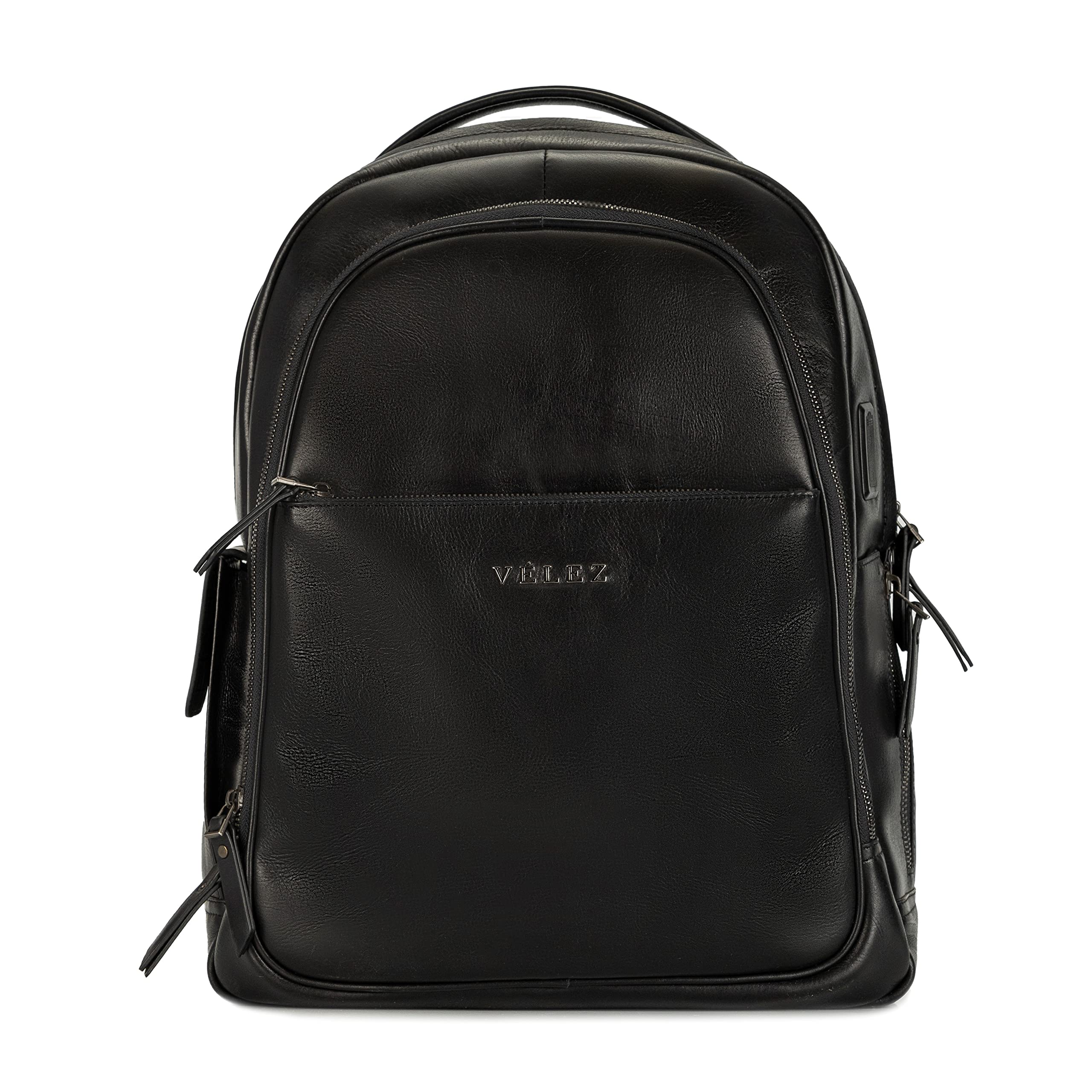 VELEZ Genuine Leather Backpack for Men - 15 Inch Laptop Bag - Waterproof Business Backpack - Slim Travel Daypack & College Bookbag - Perfect for Office Commute, Business Trips & Campus Use