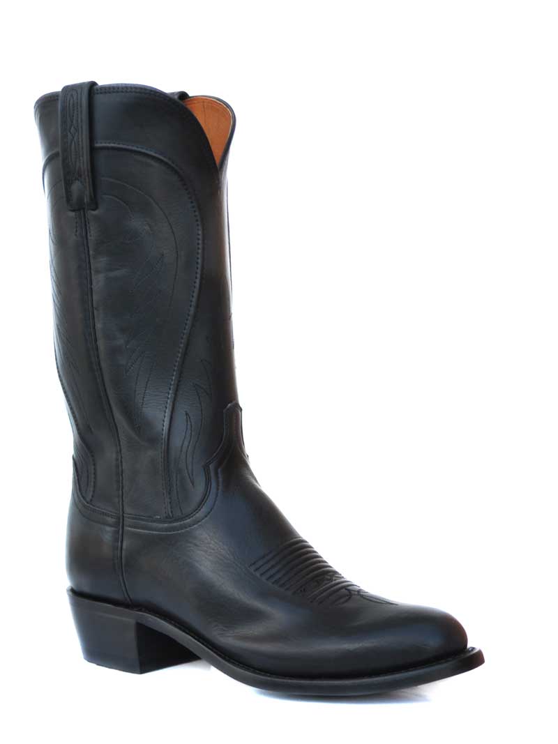 Lucchese N1597.R4 Men's Ranch Hand Western Boots - Black Burnished Leather Cowboy Boots for Riding, Dancing & Country Style Outfits