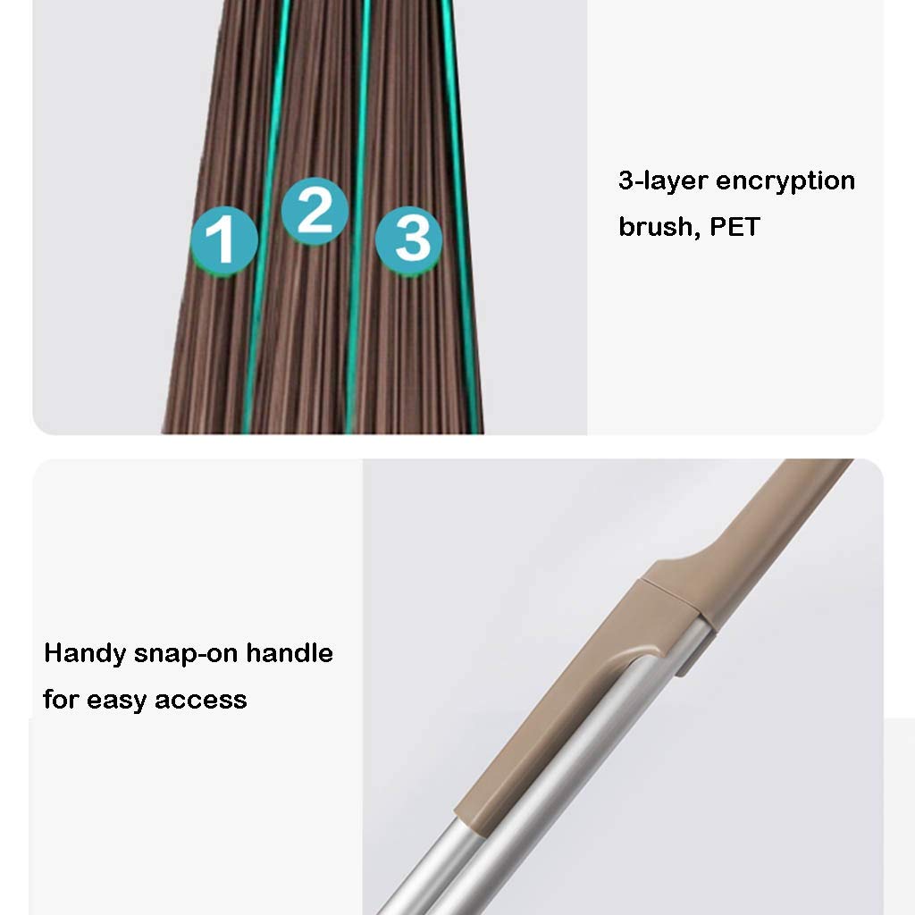 NLIAN Broom and Dustpan Set - 104cm Long Handle with 3-Layer Brush Head & Comb Teeth - Ideal for Home, Kitchen, Office & Lobby Floor Cleaning (Brown) - Perfect for Hardwood, Tile & Laminate Floors