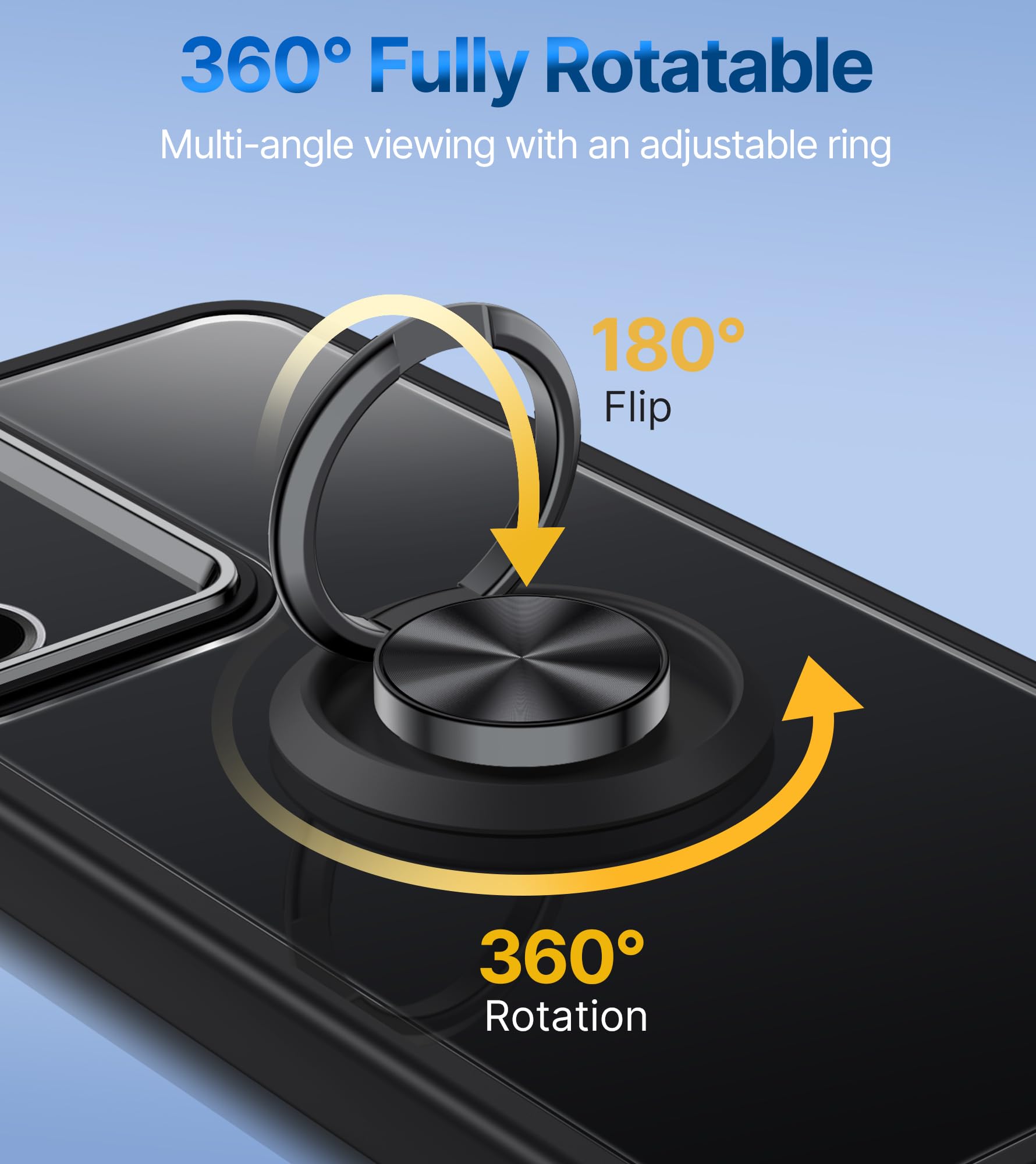 Premium Shockproof Clear Phone Case for Samsung Galaxy S23 Plus 5G (6.6 Inch) - Slim Lightweight Protective Cover with Ring Stand (Black Clear) | Perfect for Work, Travel & Everyday Protection