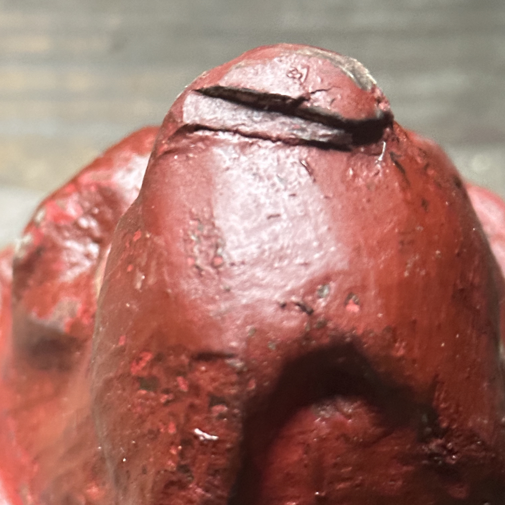 Hand-Carved Black Forest Red Dog Head Wooden Statue (D51) - Perfect for Home Decor, Cabinets, and Bookshelves