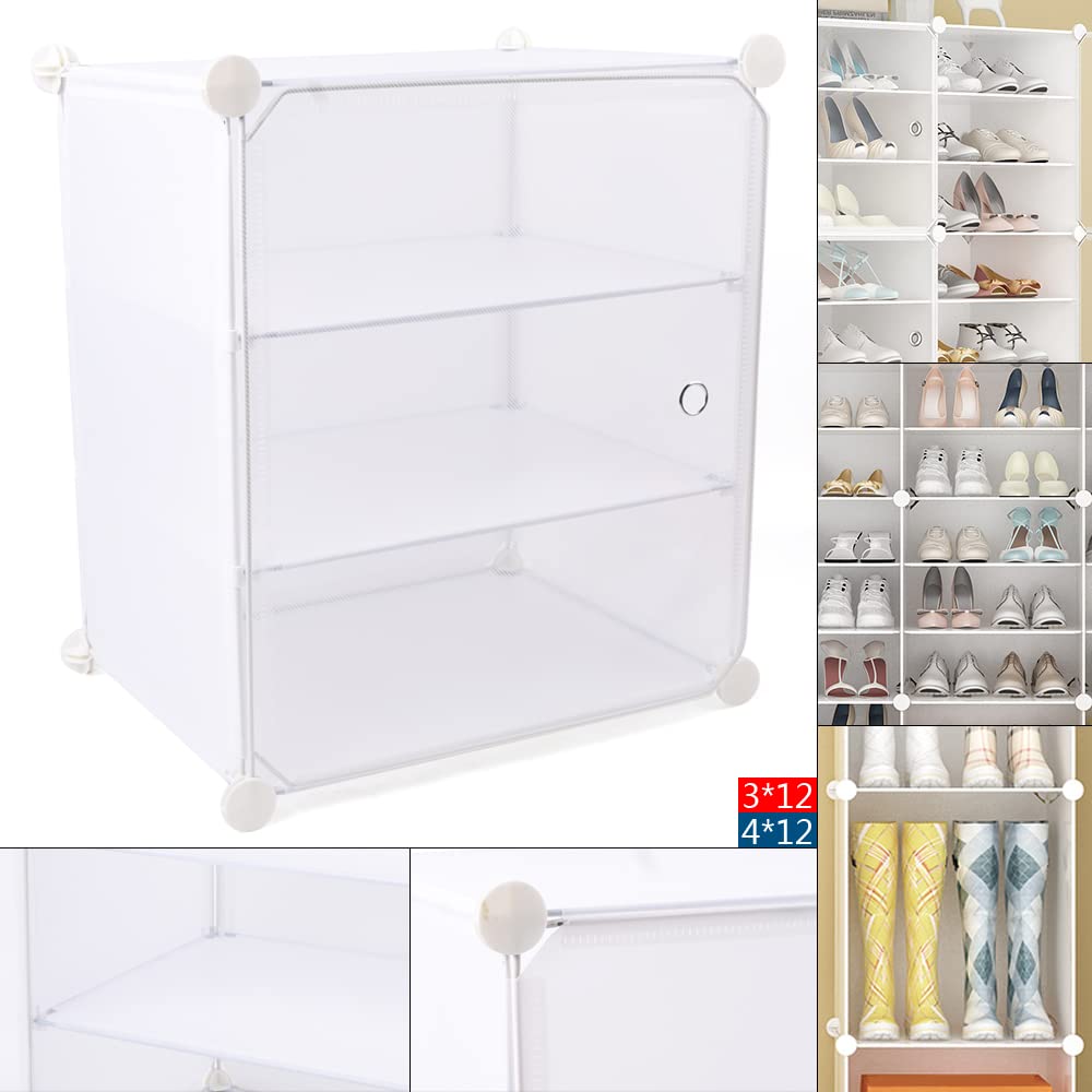 72 Pairs Stackable Shoe Storage Organizer - 12 Tier Plastic Shoe Rack Cabinet with Clear Display Doors, Space-Saving Sneaker Storage Box for Closet, Bedroom & Entryway Organization