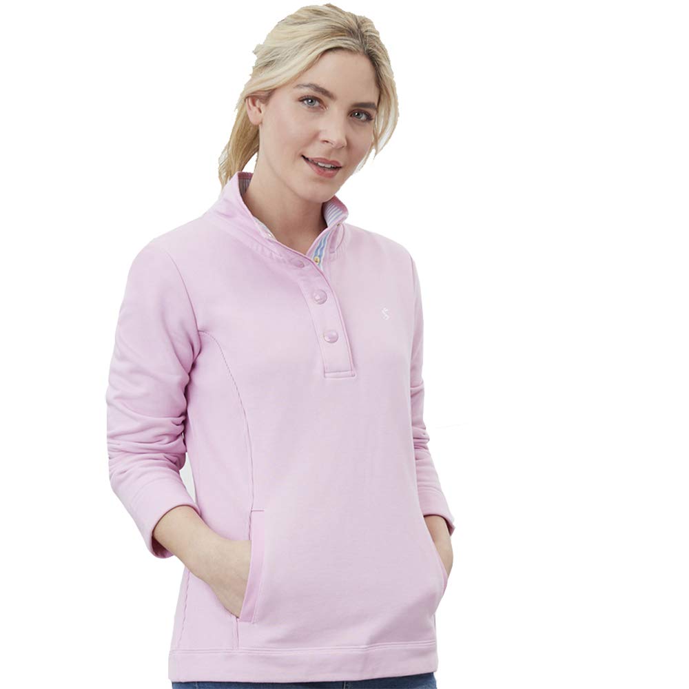 Joules Women's Saunton Funnel Neck Sweatshirt - Light Pink Pullover for Casual Wear, Lounge & Outdoor Activities | Soft Fleece Hoodie for Fall & Winter Comfort