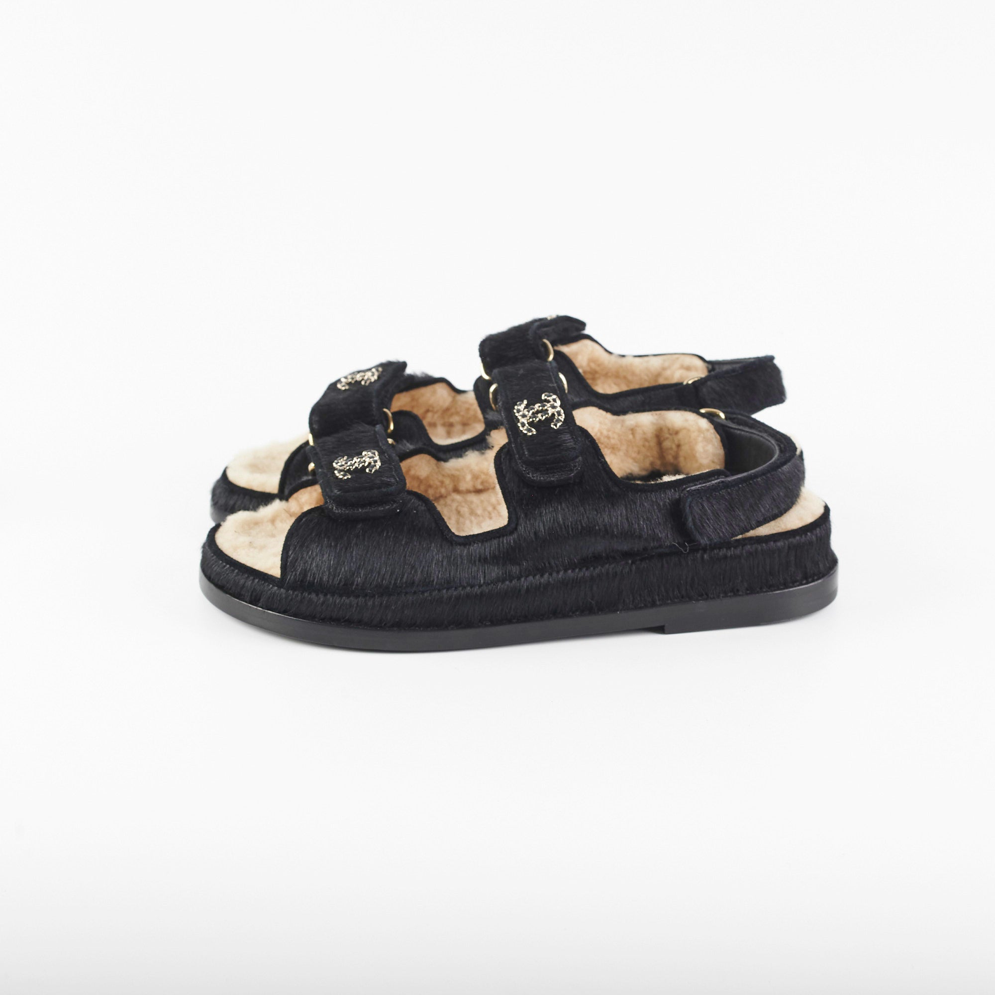 Chanel Black Calf Hair Sandals Size 36 - Luxury Women's Designer Shoes for Summer 2023 | Perfect for Weddings, Parties & Beach Vacations