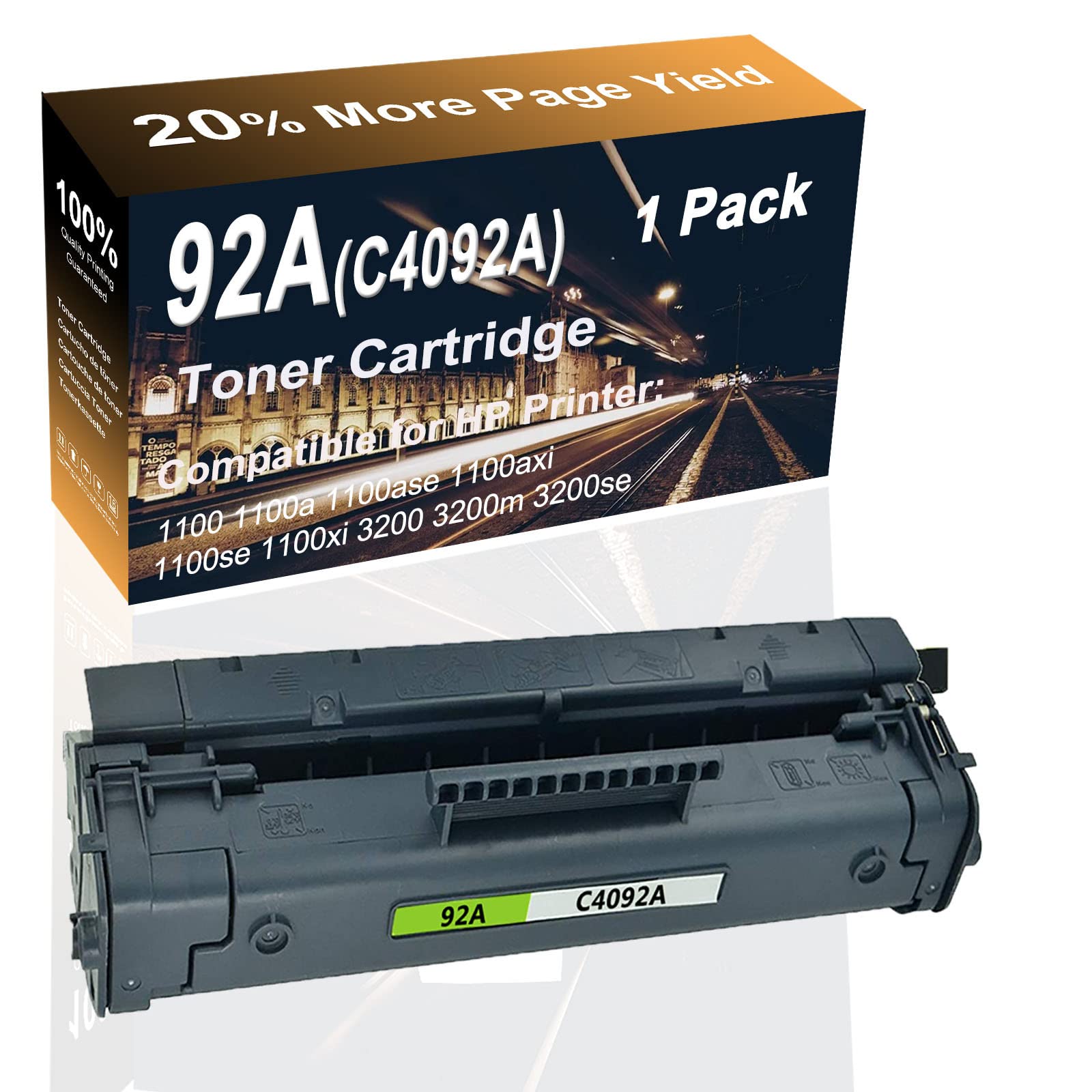 High Yield Black Toner Cartridge Replacement for HP 92A (C4092A) - Compatible with HP LaserJet 1100/1100A/1100ASE Printers - Ideal for Office & Home Printing Needs