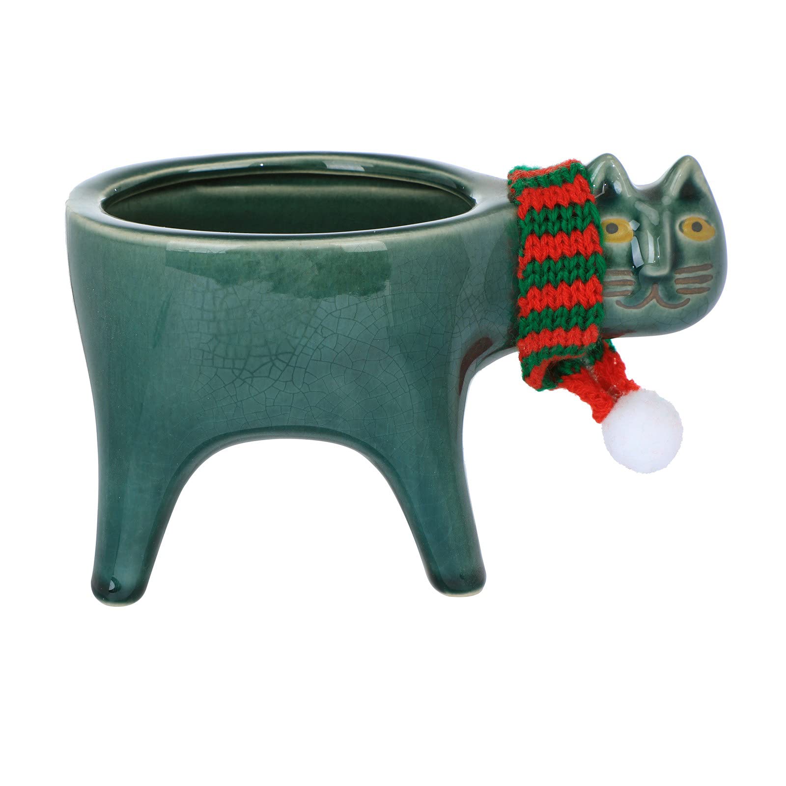 Ceramic Succulent Flower Pot with Drainage - Decorative Faux Cactus Planter with Stand for Home, Office & Garden Decor (Size D, One Size) - Perfect for Indoor Plants, Desk Decor & Gift Ideas