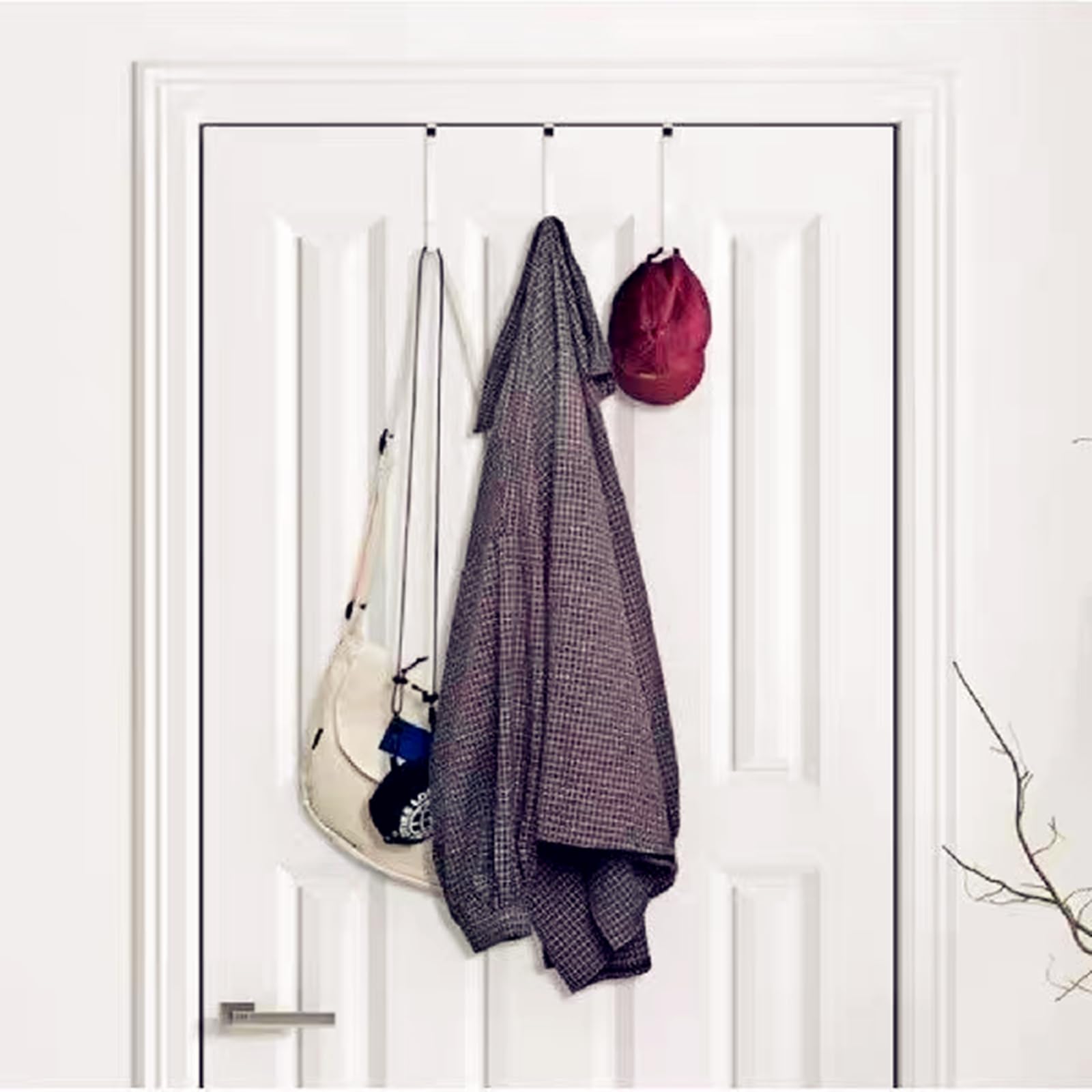 Heavy Duty Over the Door Hooks 6-Pack - Soft Rubber Coated Hangers for Hats, Bags, Keys & Coats - No Scratch Door Organizer for Bedroom, Kitchen & Bathroom - Perfect for Home, Office & Dorm Organization (White)