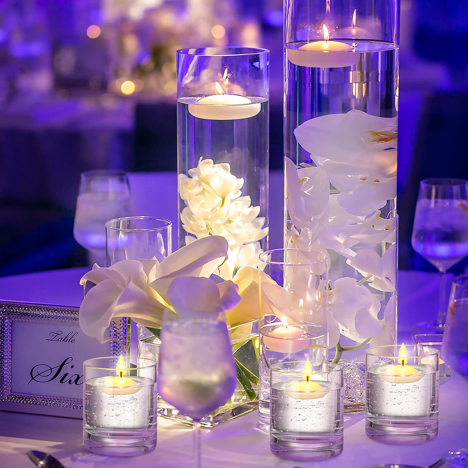 20 White Floating Candles for Weddings & Pools – 1.5