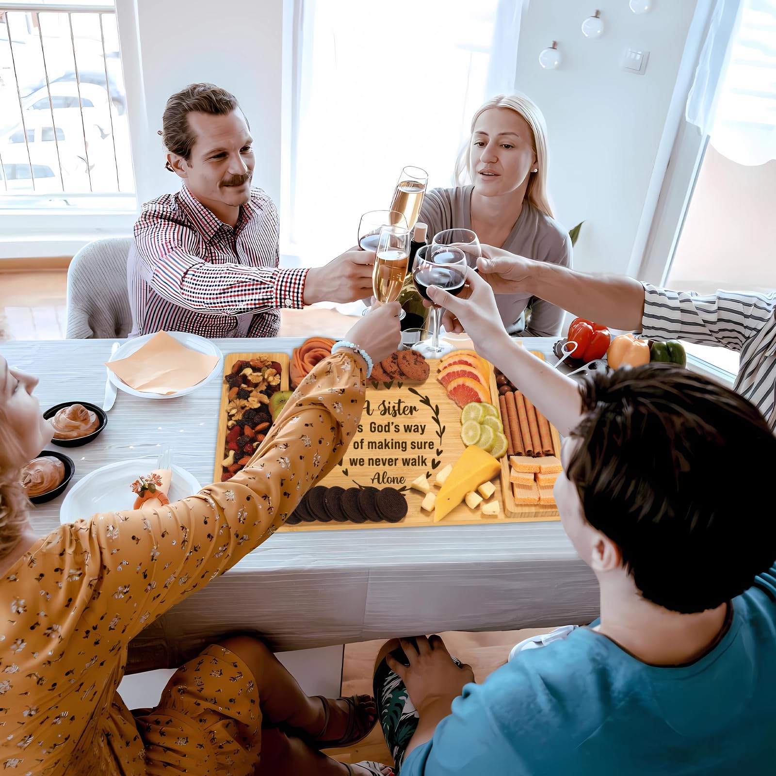 Best Sister Gifts for Birthday, Christmas & Friendship - Unique Cheese Board Set for Women, Bestie & BFF - Perfect for Wine Nights, Charcuterie & Sister Bonding Moments