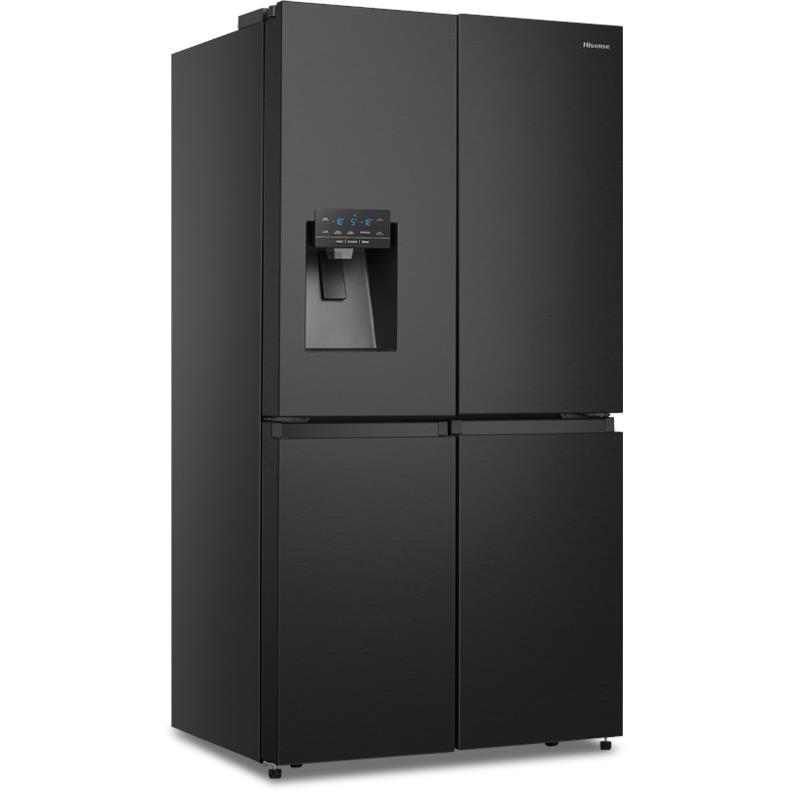 Hisense 585L Quad French Door Refrigerator - Black Steel HRCD585BW - Energy Efficient Large Capacity Fridge for Modern Kitchen & Open Floor Plans