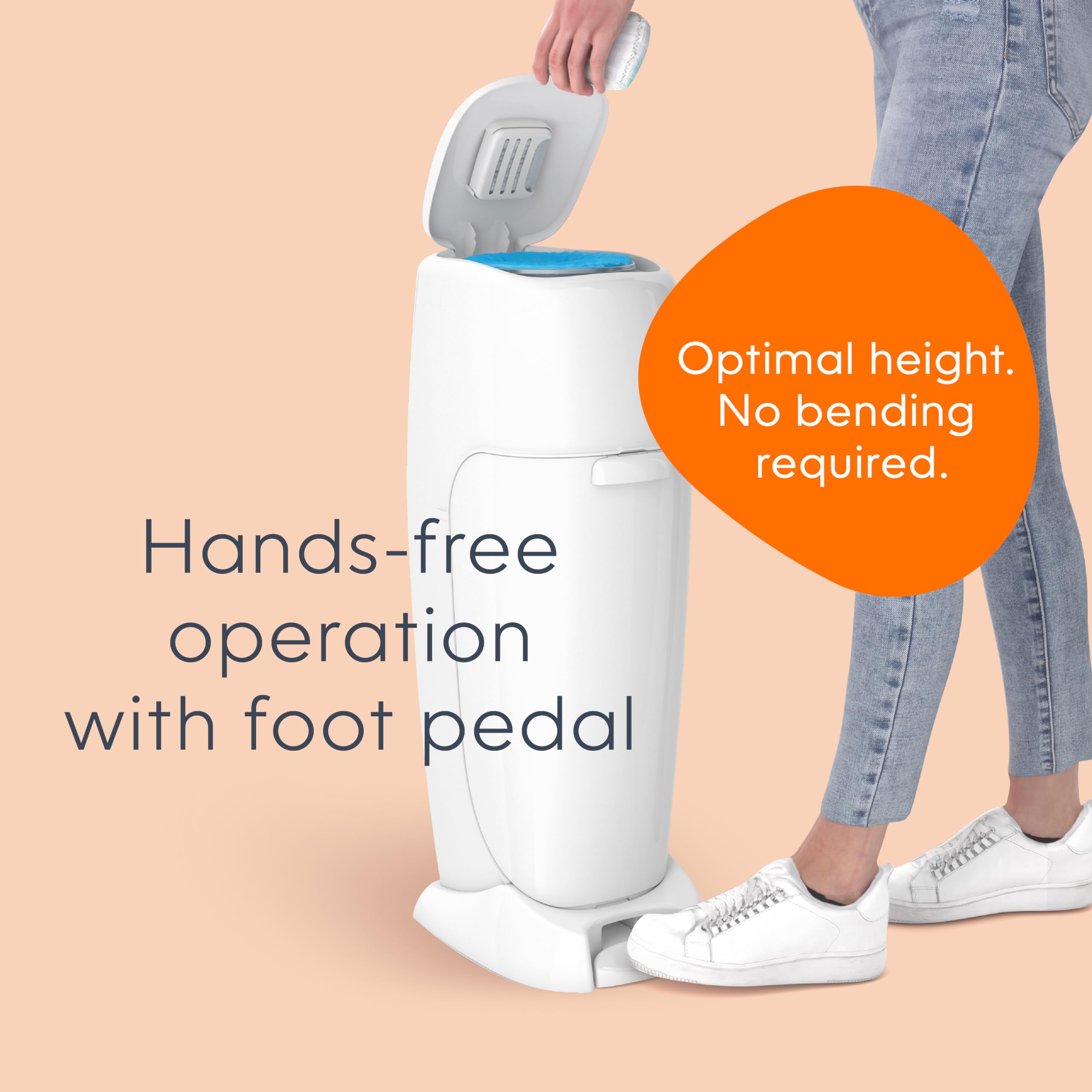Diaper Genie Complete Diaper Pail with 8 Refill Bags & Carbon Filter - Baby Registry Gift Set | Essential Nursery Starter Kit for New Parents | Odor Control & Convenient Diaper Disposal System