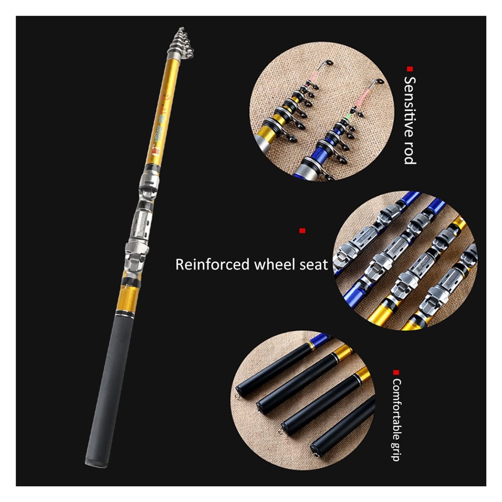 Carbon Fiber Telescopic Fishing Rod 1.5-3m Portable for Sea & Rock Fishing - Travel & Outdoor Use