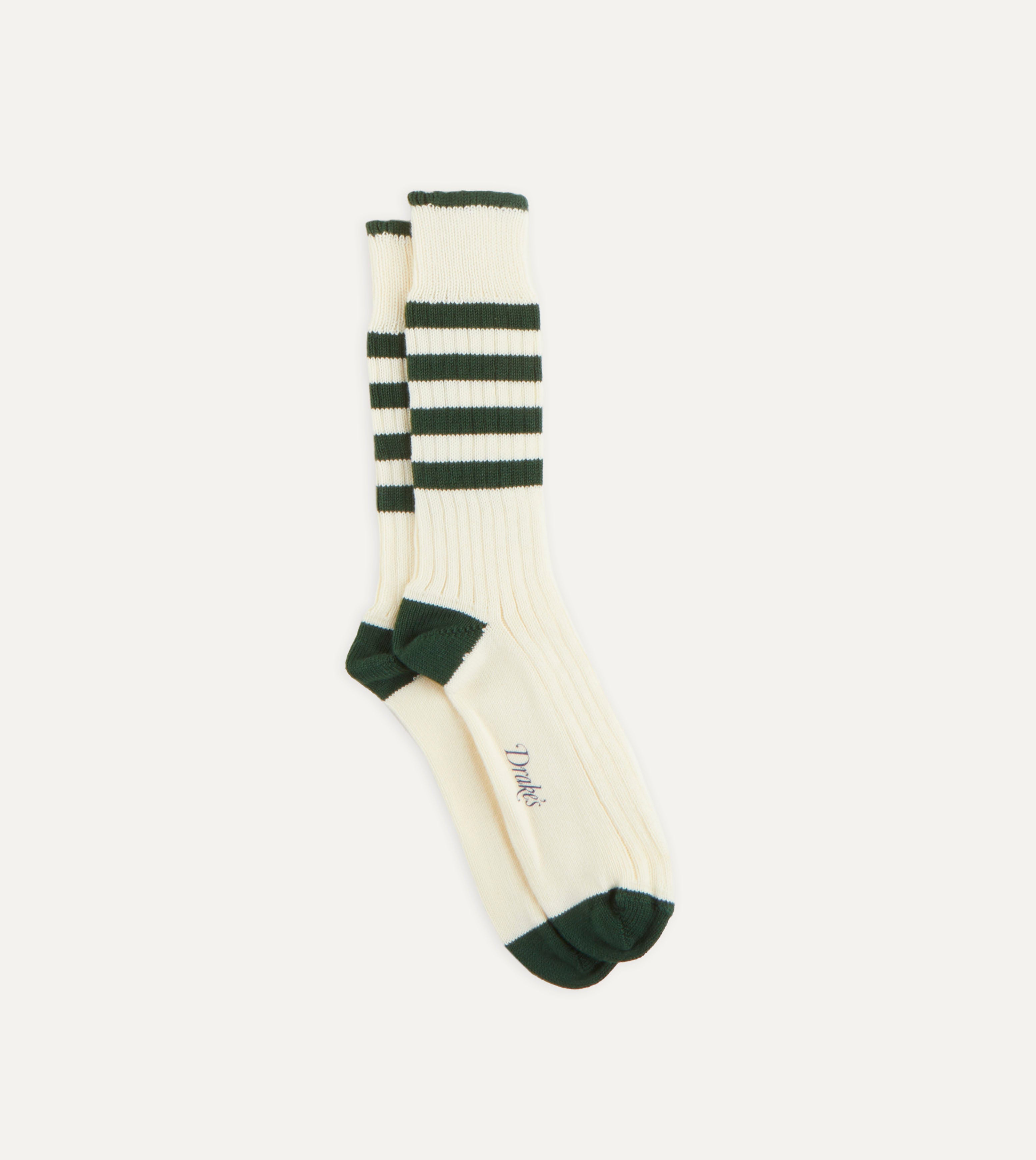 Breathable Green & Ecru Striped Athletic Socks for Men & Women - Perfect for Running, Gym & Casual Wear