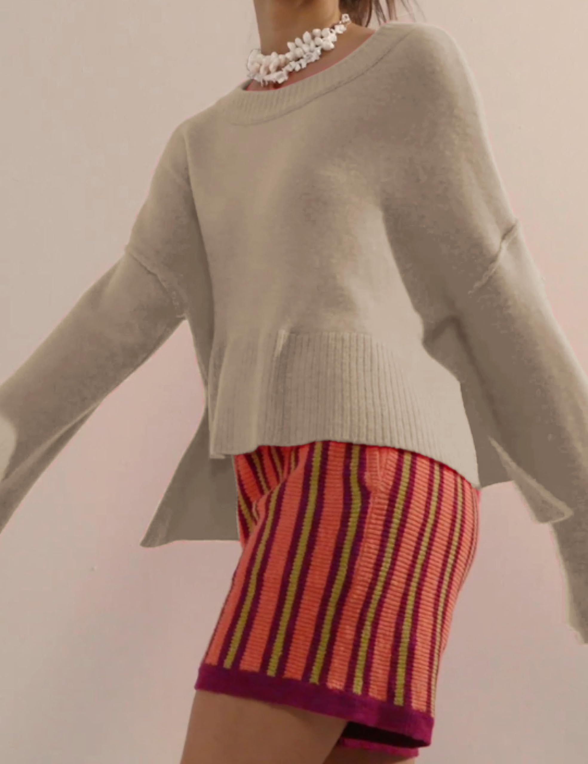 Women's Lightweight Sweater - Soft Bell Sleeve Pullover for Casual Wear