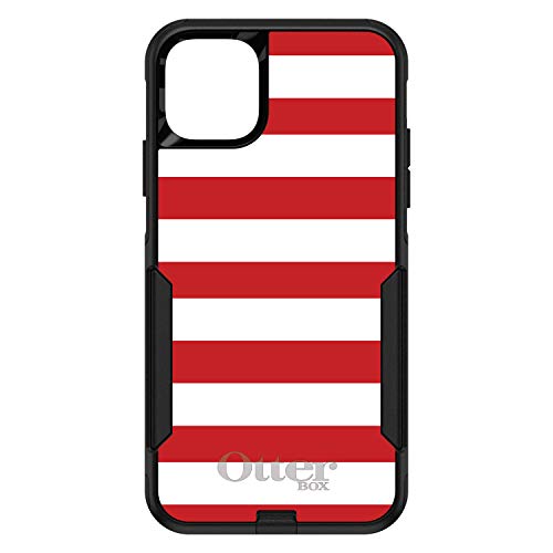 Red & White Bold Horizontal Stripes On Black Case