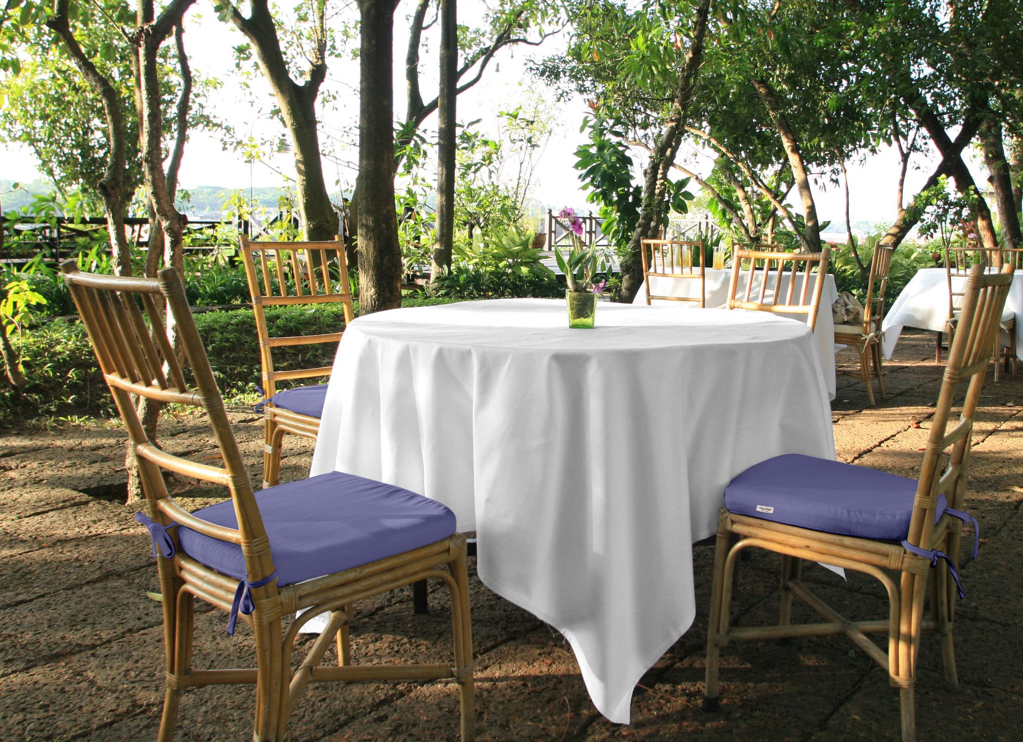 Premium Indoor/Outdoor Chair Cushions Set of 2 - 16x18 Inch Rounded Back Patio Seat Cushions with Ties for Garden, Deck & Poolside Furniture - Water-Resistant & Comfortable Purple Cushions for Lounge Chairs, Dining Chairs & Outdoor Seating