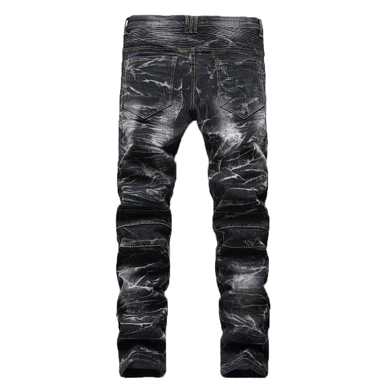 Vintage Washed Distressed Denim Jeans for Men - Frayed Hem & Hole Details - Casual Fold Trousers | Perfect for Streetwear, Urban Fashion & Everyday Wear