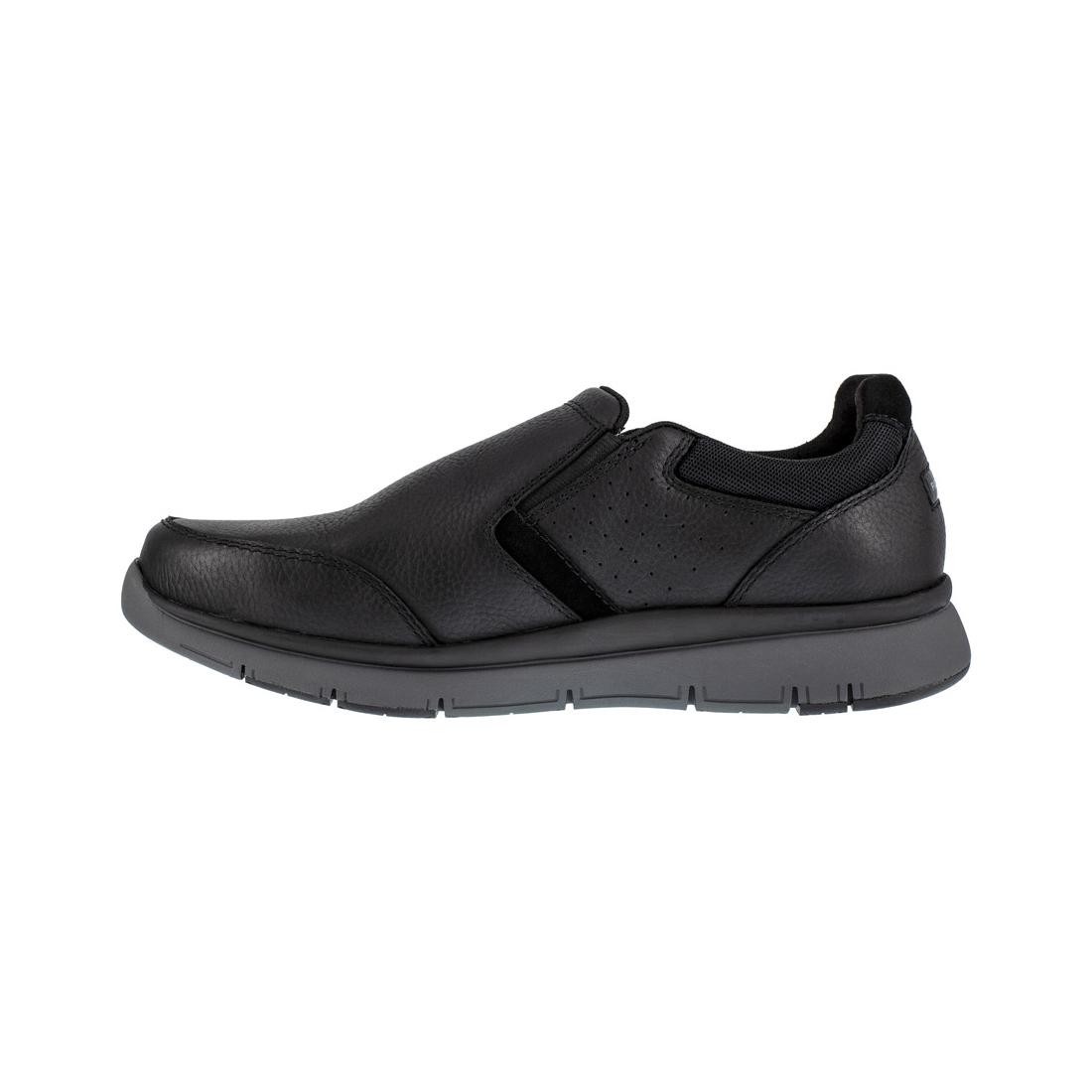 Primetime Casuals Men's Steel Toe Slip On Work Shoes - Black Safety Shoes for Construction, Warehouse & Industrial Work - Comfortable Non-Slip Work Boots for Electricians, Mechanics & Laborers
