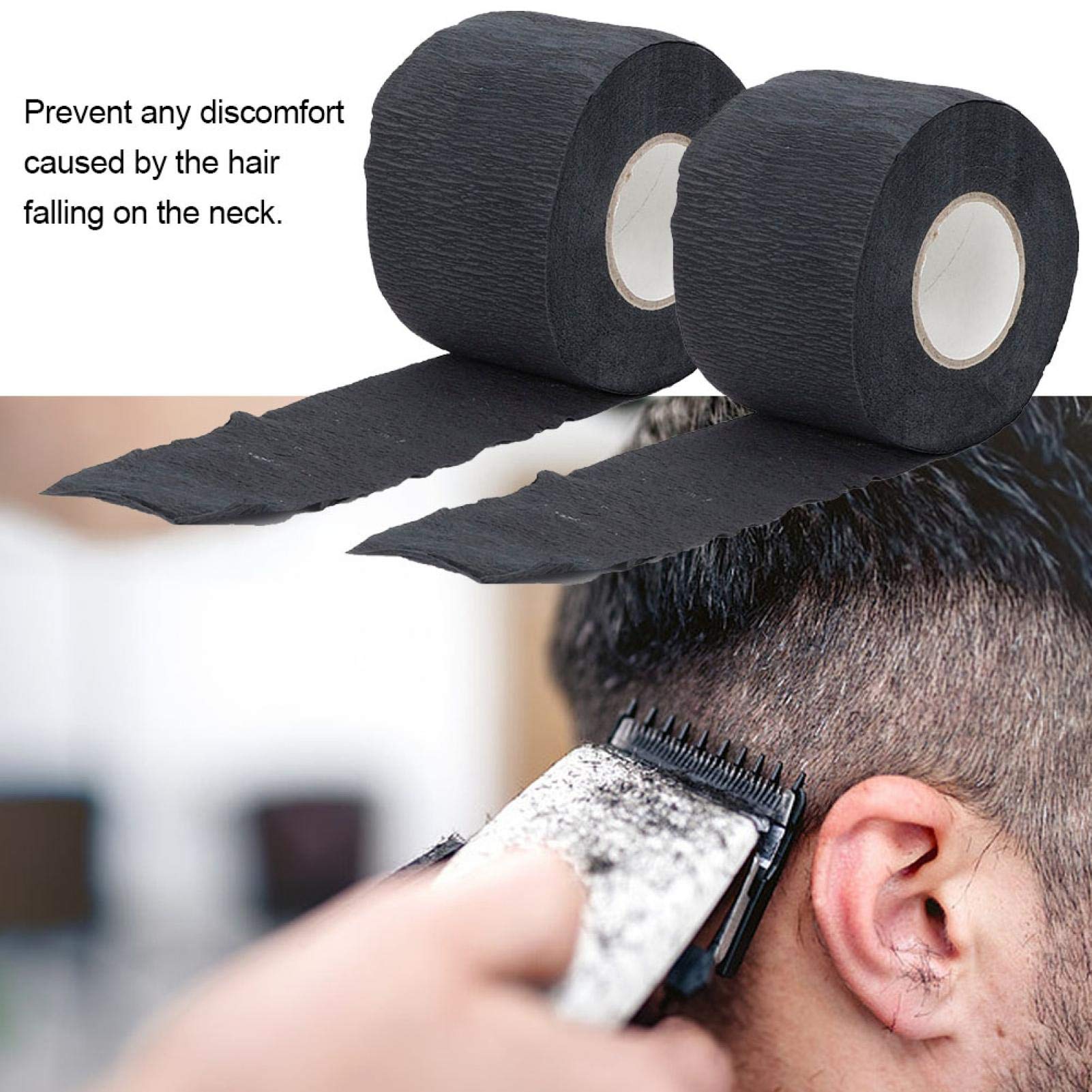 2 Rolls Professional Barber Neck Strips - Disposable Black Stretchy Hair Cutting Paper for Salon Styling & Hair Dyeing | Ideal for Barbershops, Hair Salons & Home Haircuts