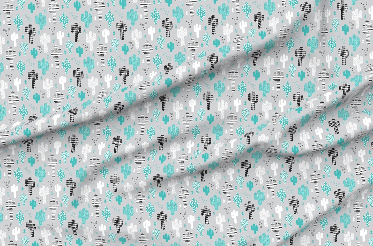 Cool Western Geometric Cactus Garden Triangles Arrows Gender Neutral Minky Fabric by The Yard - Soft Printed Fabric for Sewing Baby Blankets, Quilt Backing & Plush Toys - Perfect for Nursery Decor, DIY Projects & Home Crafts
