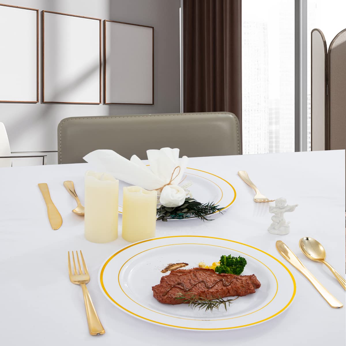 YOUBET 300-Pack Gold Plastic Forks - 7.4 Inch Heavy Duty Disposable Cutlery - Elegant Gold Silverware for Parties, Weddings, Christmas & Special Events - Perfect for Catering, Picnics & Home Entertaining