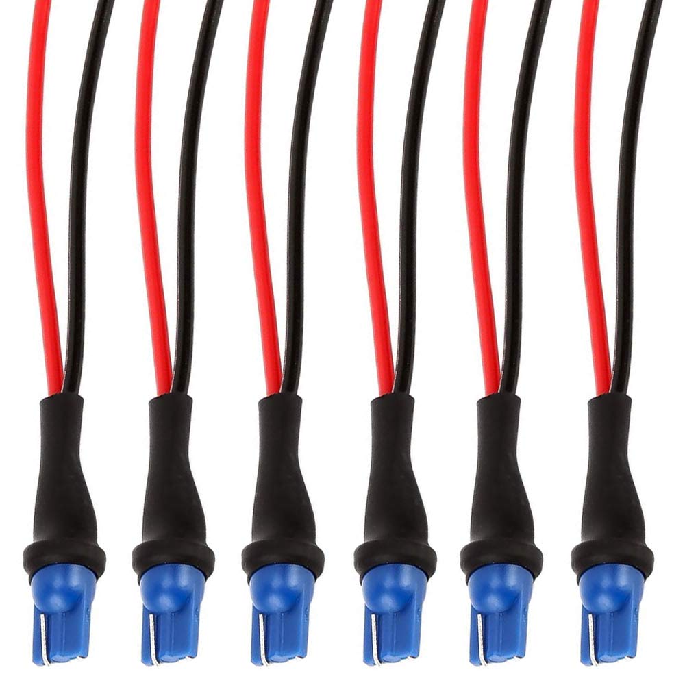 BlyilyB 6-Pack T10 Male Socket Extended Wire Connector Plug Adapter Assembly Holders - Compatible with Turn Signal Lights, Brake Lights, Tail Lights & Daytime Running Lights - Perfect for Car, Truck, Motorcycle & RV Lighting Upgrades