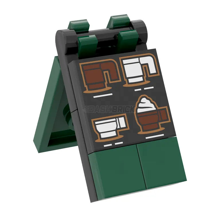 LEGO Coffee Shop Sidewalk Sign - MiniMOC Folding Display for Cafe Storefront Decor | Perfect for Barista Shops, Coffee Houses & Retail Store Advertising