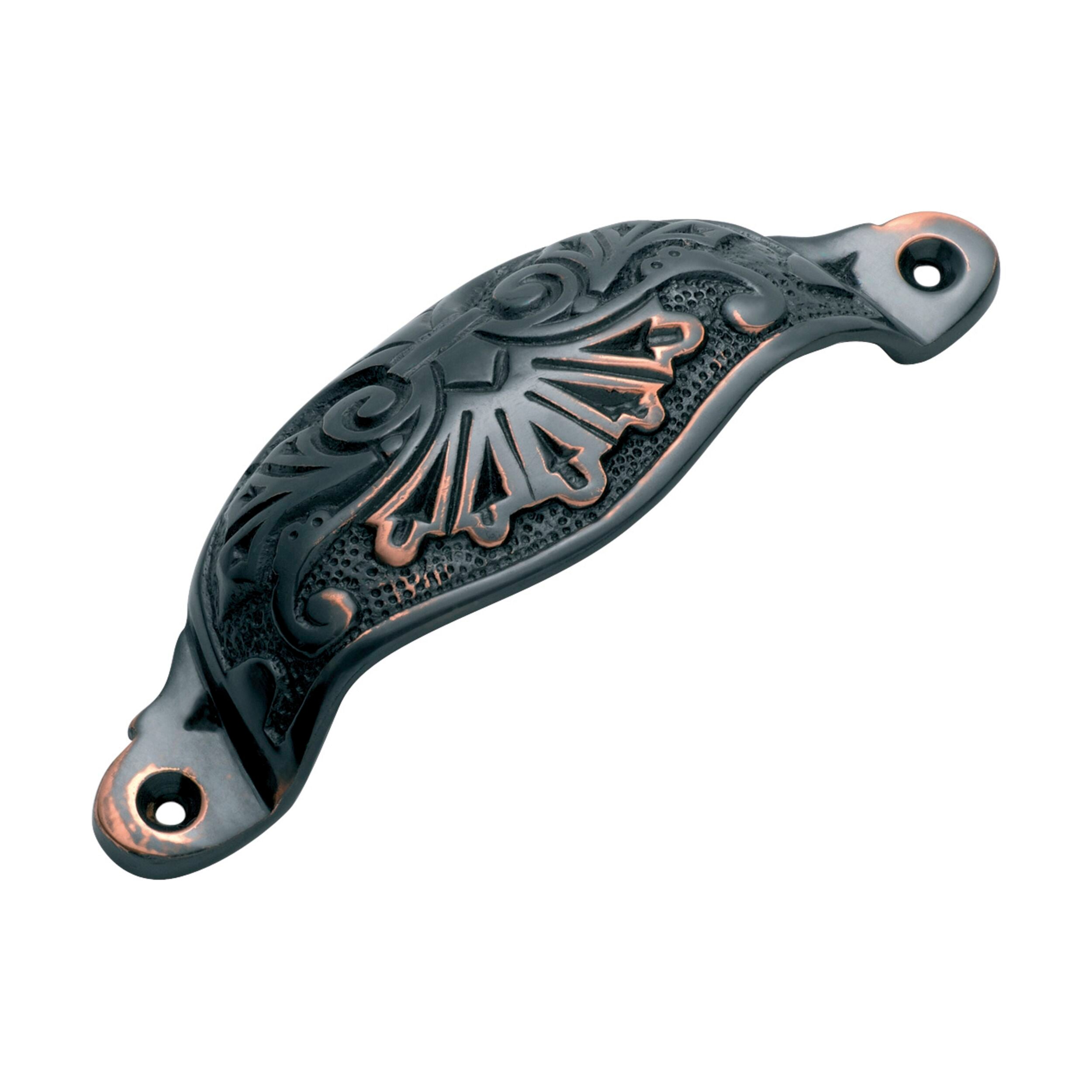 Ornate Antique Copper Drawer Pulls - 35mm x 110mm (HxL) - Vintage Cabinet Handles for Kitchen, Bathroom & Furniture Restoration