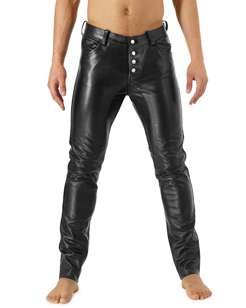 Bockle® Men's 501 Danish Leather Jeans - Genuine Leather Pants for Men | Stylish & Durable for Casual Wear, Night Out & Motorcycle Riding