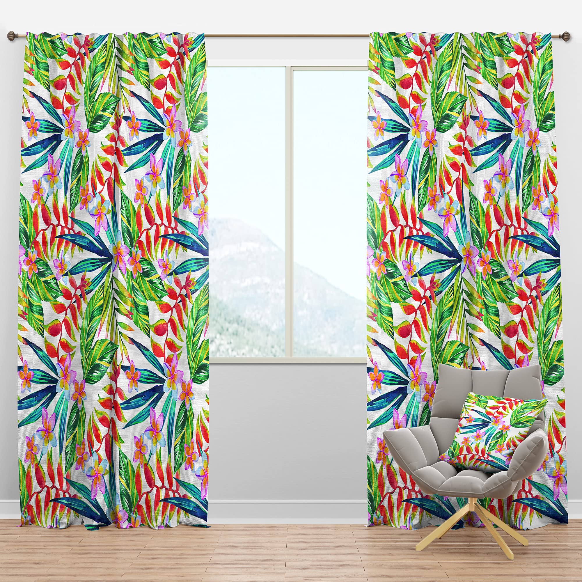 Viviv Blossoming Tropical Jungle Flowers Blackout Curtains - Thermal Insulated Room Darkening Drapes for Bedroom & Living Room (52x95 Inches, Single Panel) - Perfect for Home Decor, Privacy & Light Control