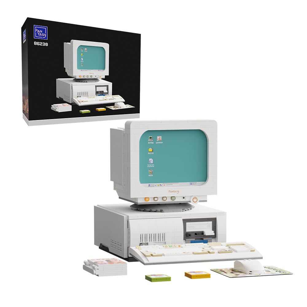 PANTASY Retro Computer Building Blocks Set - BRICKKK Ideas TV Construction Kit for Adults, Collectible Display Model, Technic Architecture - Perfect for Home Office Decor, STEM Education & Gift for Tech Enthusiasts