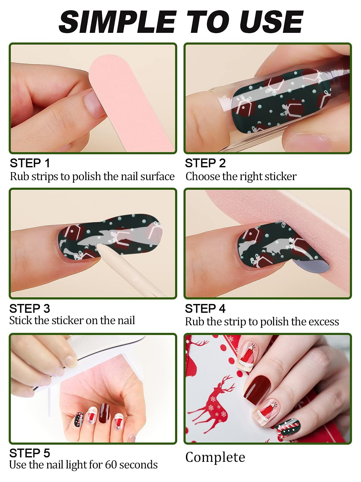 Festive Christmas Gel Nail Strips - Red & Green Holiday Nail Polish Stickers with Transparent Designs | Full Cover Nail Wraps Kit for Women & Girls (Includes Nail File, Stick & Seal) | Perfect for Xmas Parties, Gift Giving, Nail Art | Great for Holiday Gatherings, Office Celebrations, Family Reunions & DIY Home Manicures | Ideal for Christmas Decorations, Festive Nail Designs, Holiday Photos, and Seasonal Celebrations