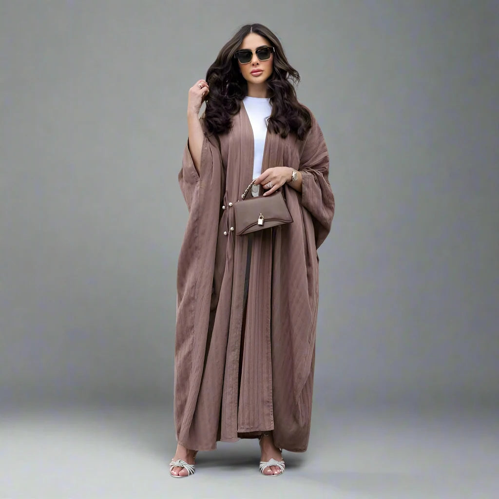 Muslim Women's Free Size Cardigan Open Abaya Dress - Modest Islamic Clothing for Prayer, Home & Outdoor Wear