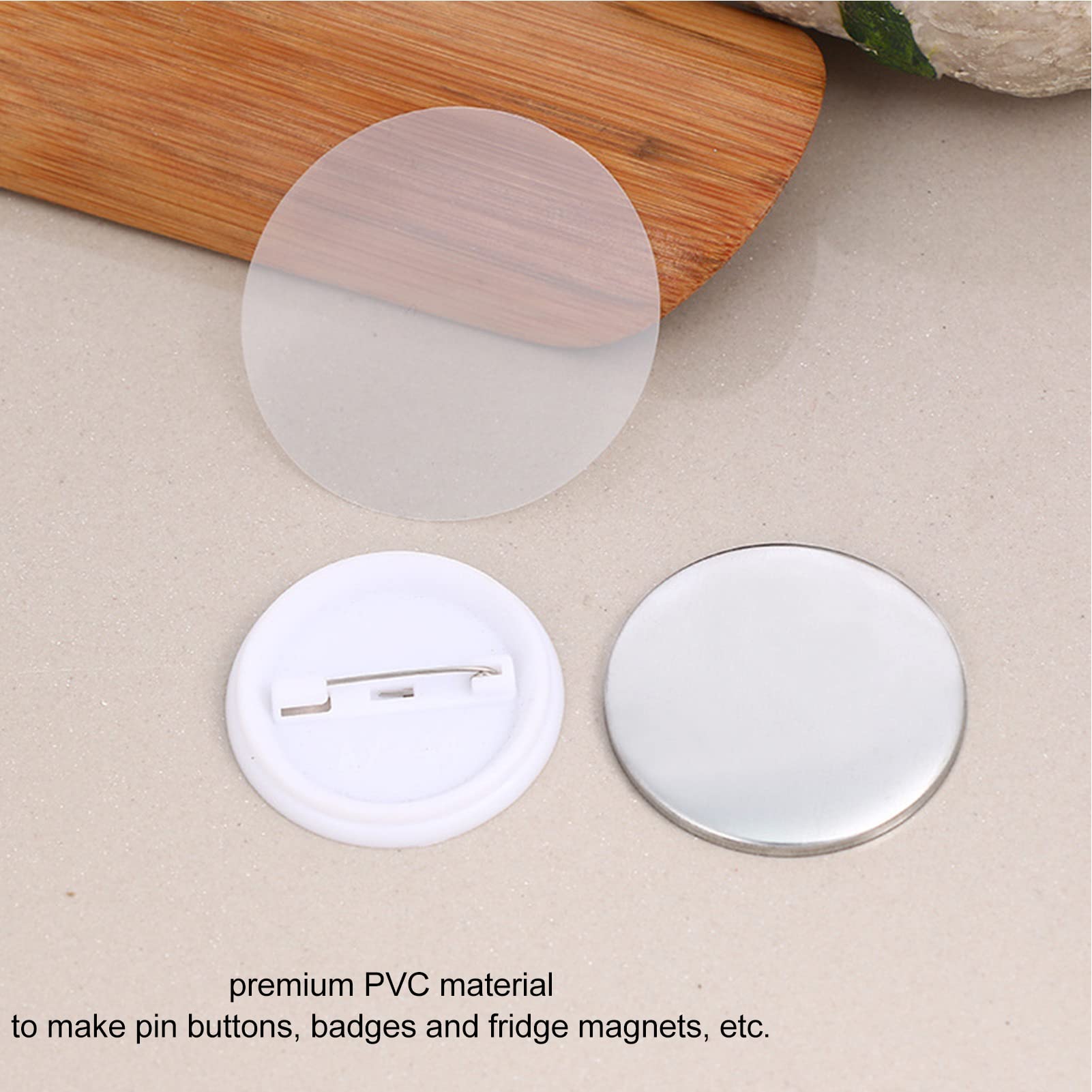 Cyrank 200PCS Badge Films & Button Maker Supplies Kit - Round Blank Buttons, Transparent Films for 25mm, 32mm, 37mm, 42mm Button Maker Machines - Perfect for DIY Crafts, Events, and Custom Pins