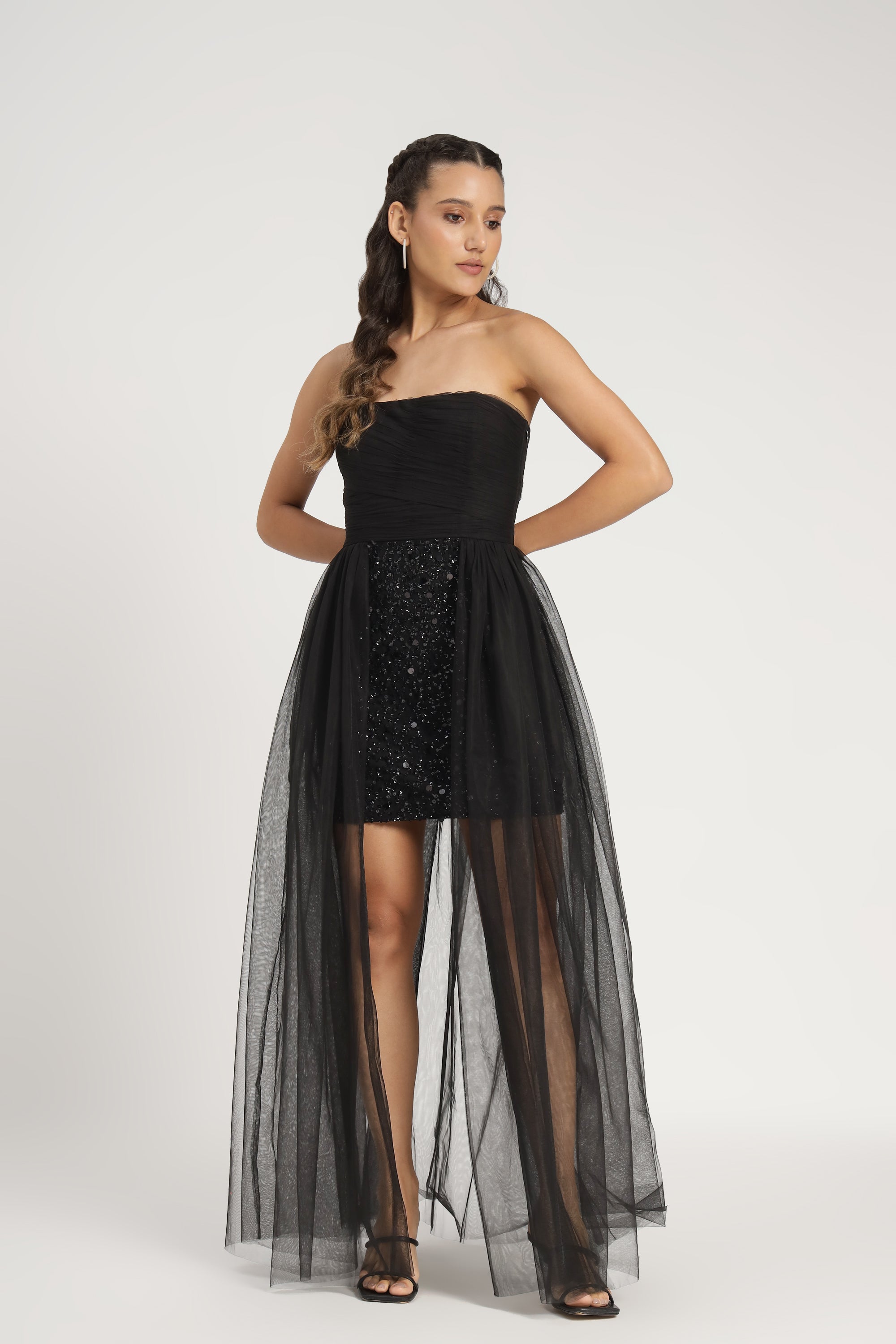 Naima Black Embellished Maxi Dress - Elegant Long Formal Gown for Weddings, Parties & Evening Events