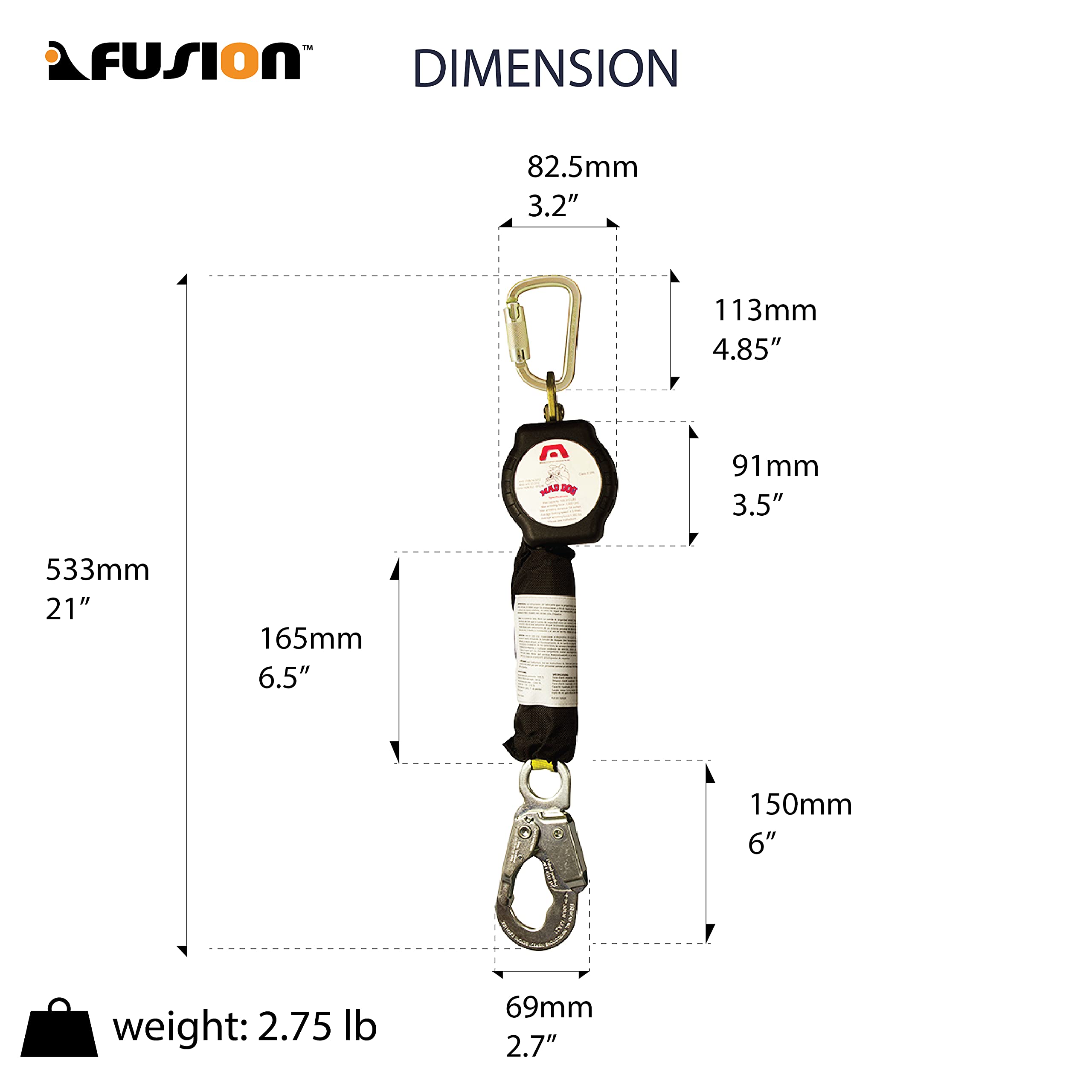 Premium Fall Protection Self-Retractable Safety Lanyard - OSHA Compliant, 450lb Capacity - Ideal for Construction, Roofing & Industrial Work