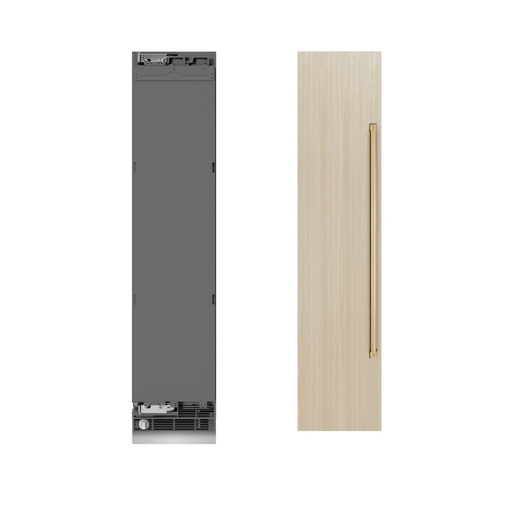ZLINE Autograph Edition 18 Inch 8.6 cu ft Panel Ready Left Hinge Column Freezer - Graphite Gray Interior with Polished Gold Accents (RBCFVLZ 18 G) | Perfect for Home Kitchens, Restaurants, and Commercial Use