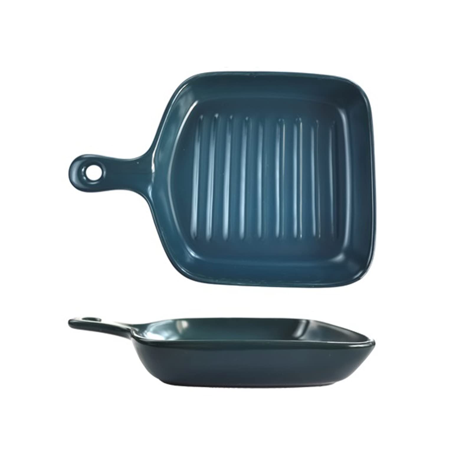Blue Square Ceramic Baking Dish Set of 2 - Oven & Microwave Safe Bakeware for Casseroles, Lasagna & Desserts - Matte Finish Dinner Plate & Rice Bowl for Home Kitchen & Dinner Parties