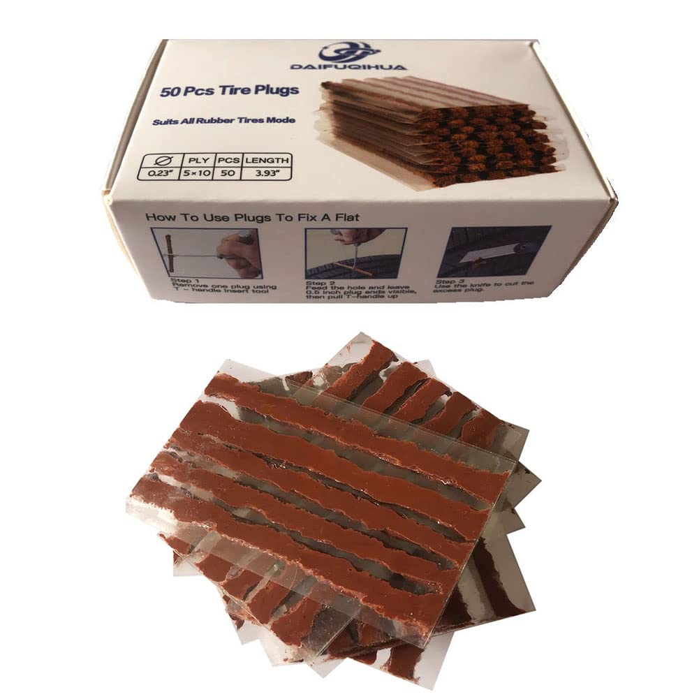 50 Pcs Tire Repair Plugs - Heavy Duty Tire Patch Kit for Car, ATV, UTV, Motorcycle & Wheelbarrow - Fix Flat Tires Fast - Emergency Roadside & Off-Road Vehicle Maintenance Essential