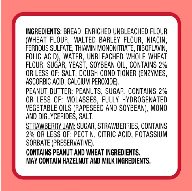 Uncrustables Peanut Butter & Strawberry Jam Frozen Sandwiches - 16 Packs (64 Count) | No-Crust PB&J Snacks for Kids Lunch, School, Picnics & On-the-Go