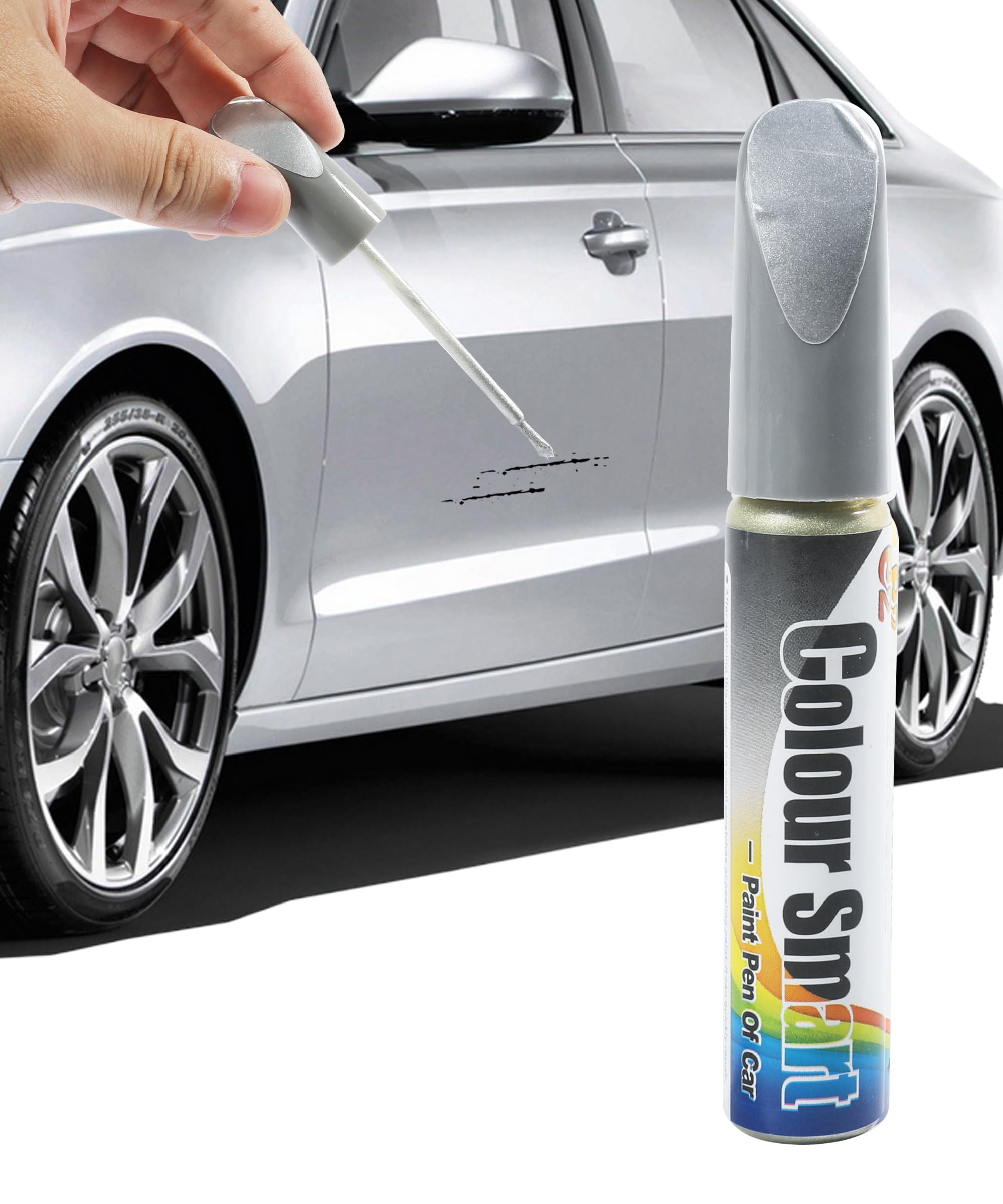 Car Scratch Remover Pen - Professional Touch Up Paint for Cars | Silver Paint Scratch Repair Kit | Car Accessories & Paint Mending Solution | Perfect for Minor Scratches, Chips & Paint Damage | Use on Doors, Bumpers & Body Panels